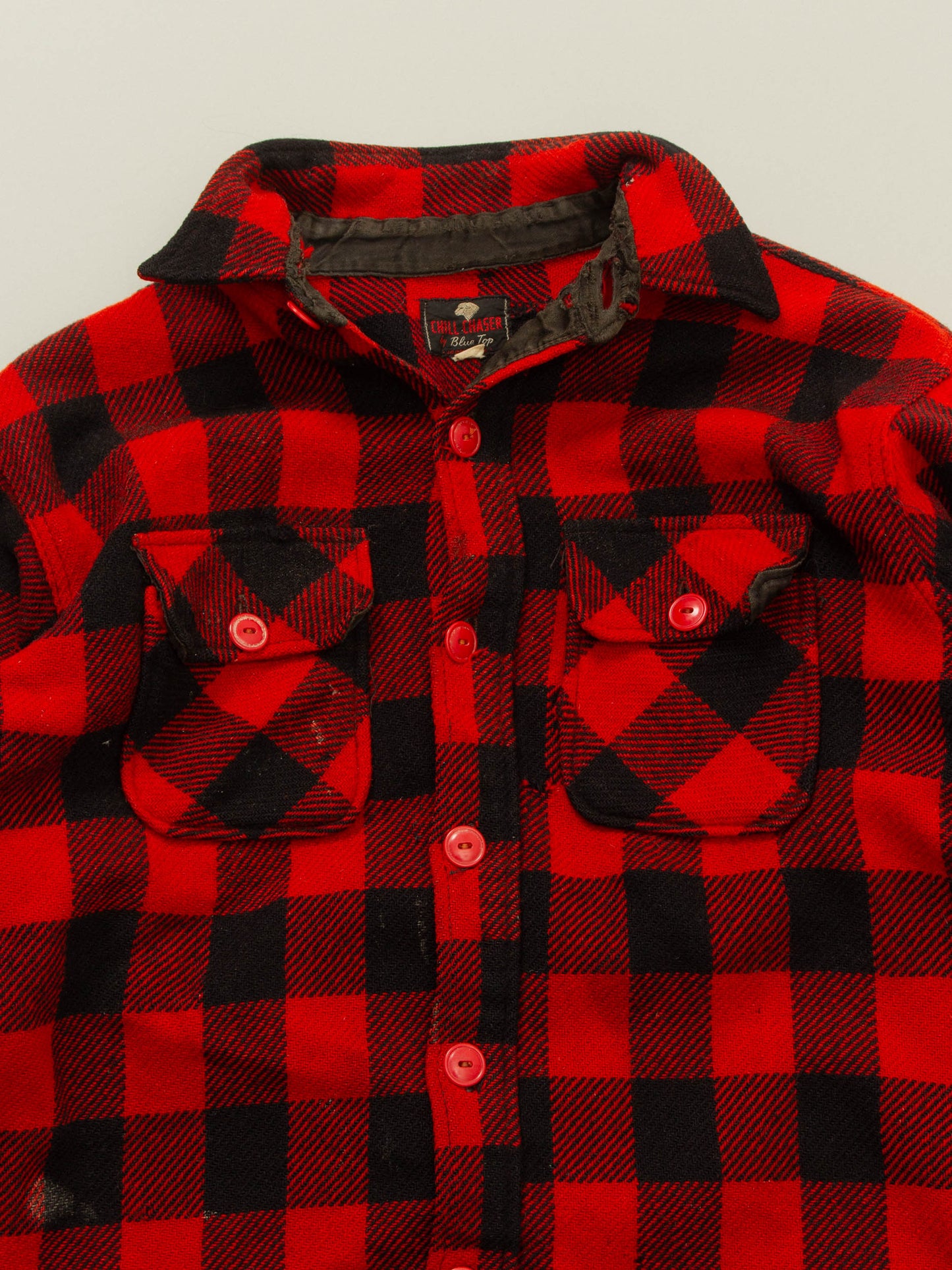 Vtg 1960s Buffalo Plaid Wool Shirt (S/M)