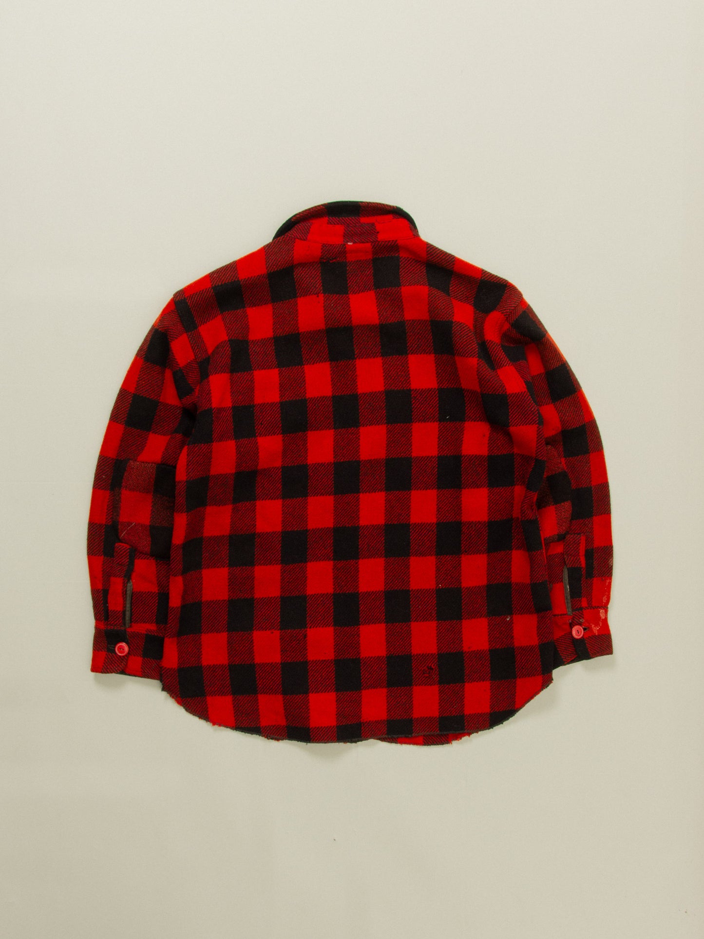 Vtg 1960s Buffalo Plaid Wool Shirt (S/M)