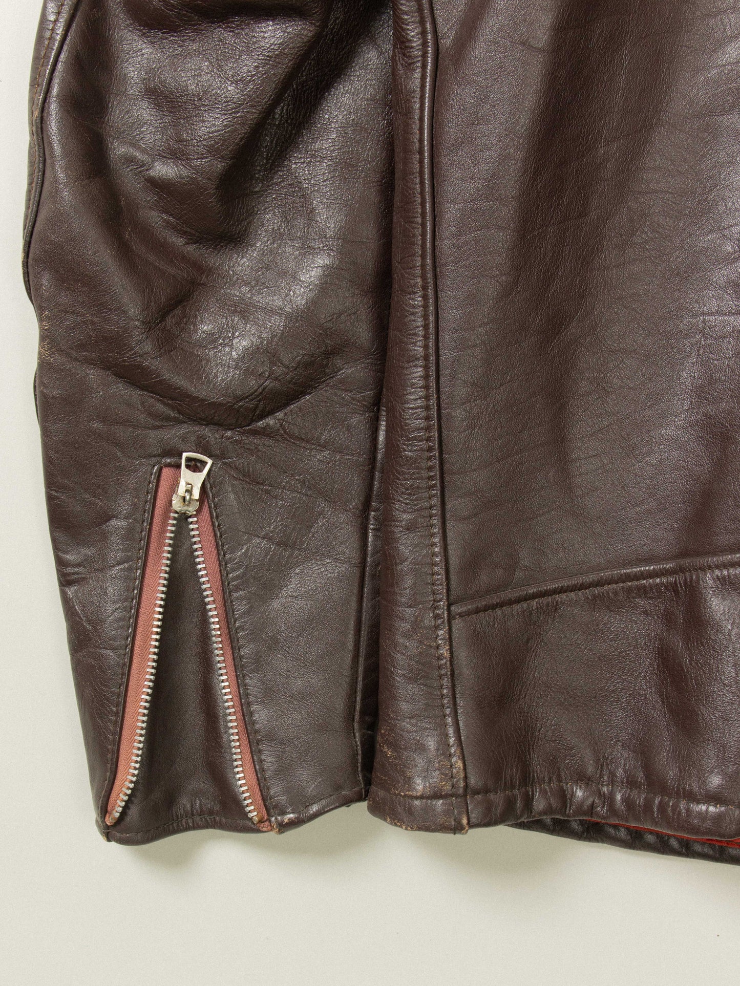 Vtg 1970s Schott Cafe Racer Steerhide Leather Jacket (M)