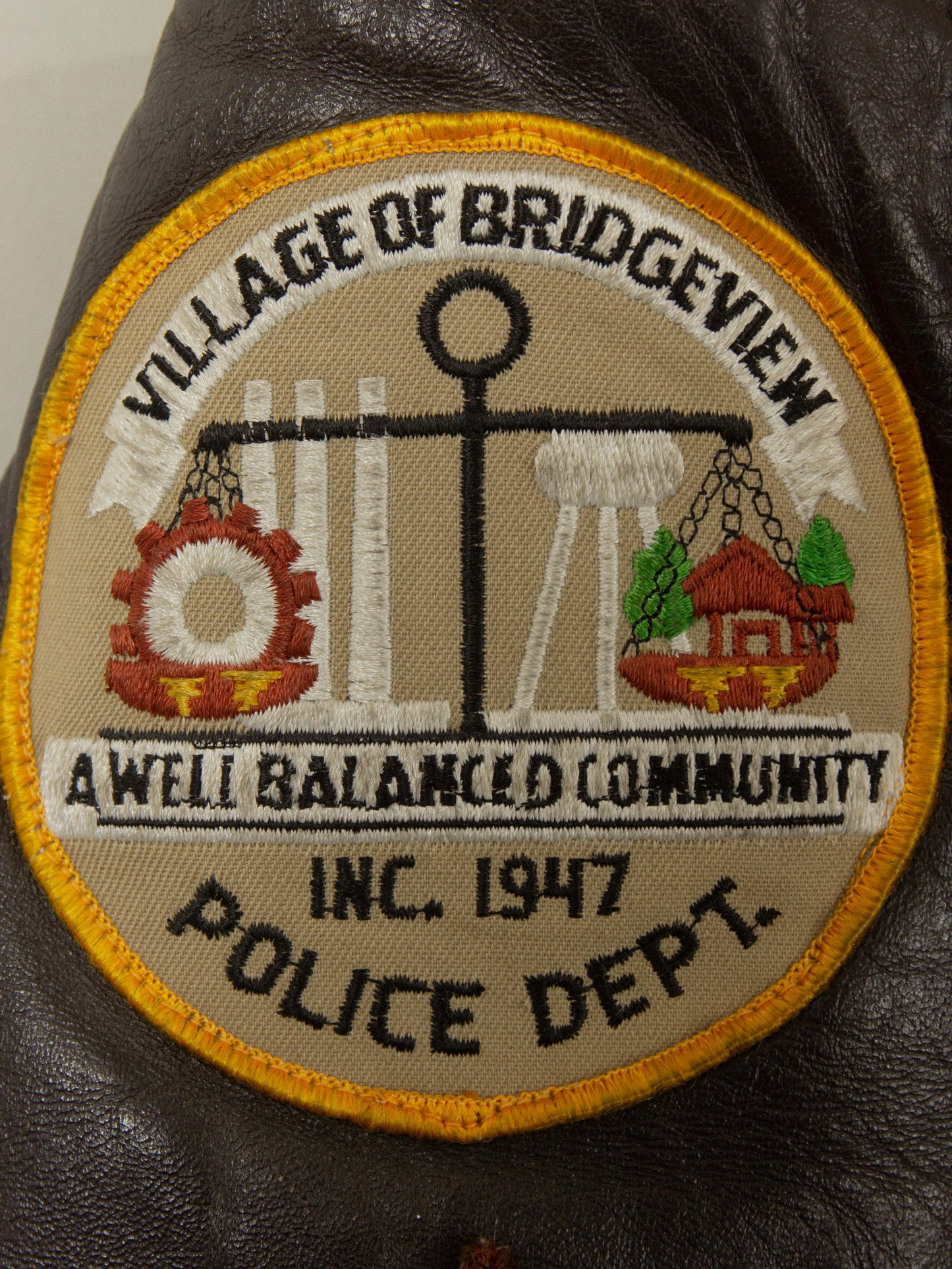 Vtg 1970s Bridgeview Police Leather Jacket - Made in USA (US 44)