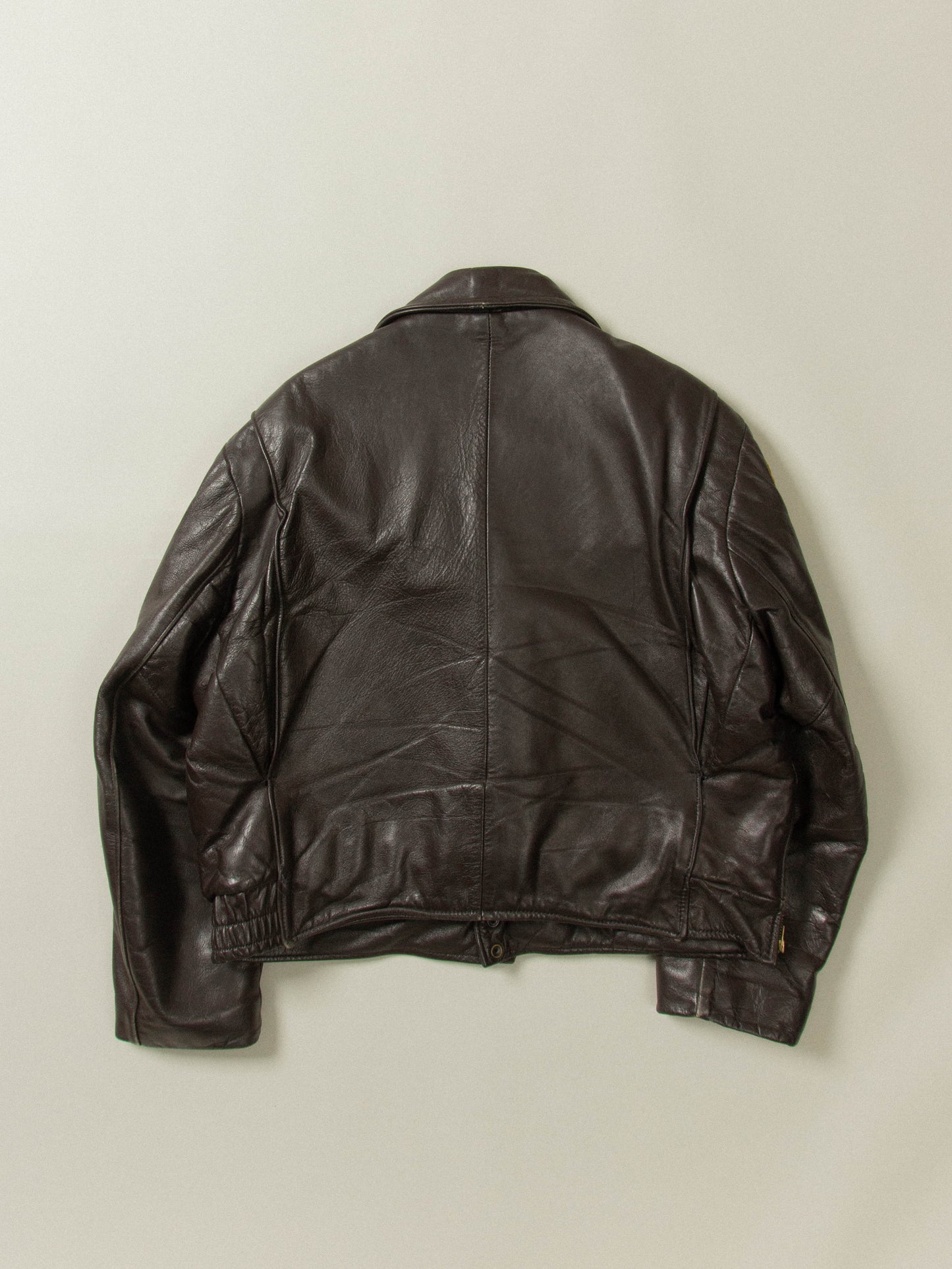 Vtg 1970s Bridgeview Police Leather Jacket - Made in USA (US 44)