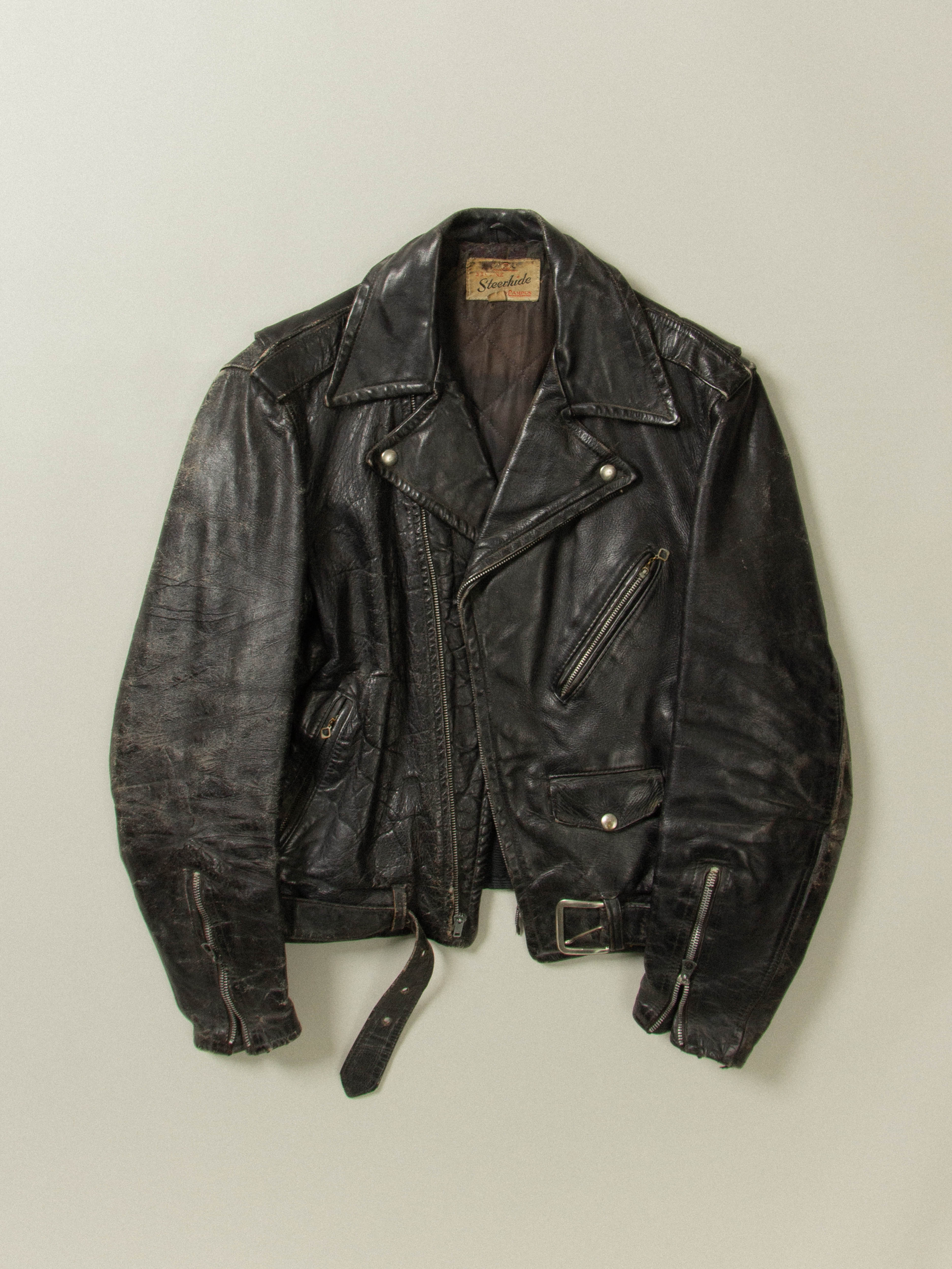 Vtg 1950s Campus Steerhide Biker Jacket (S) - Main Image