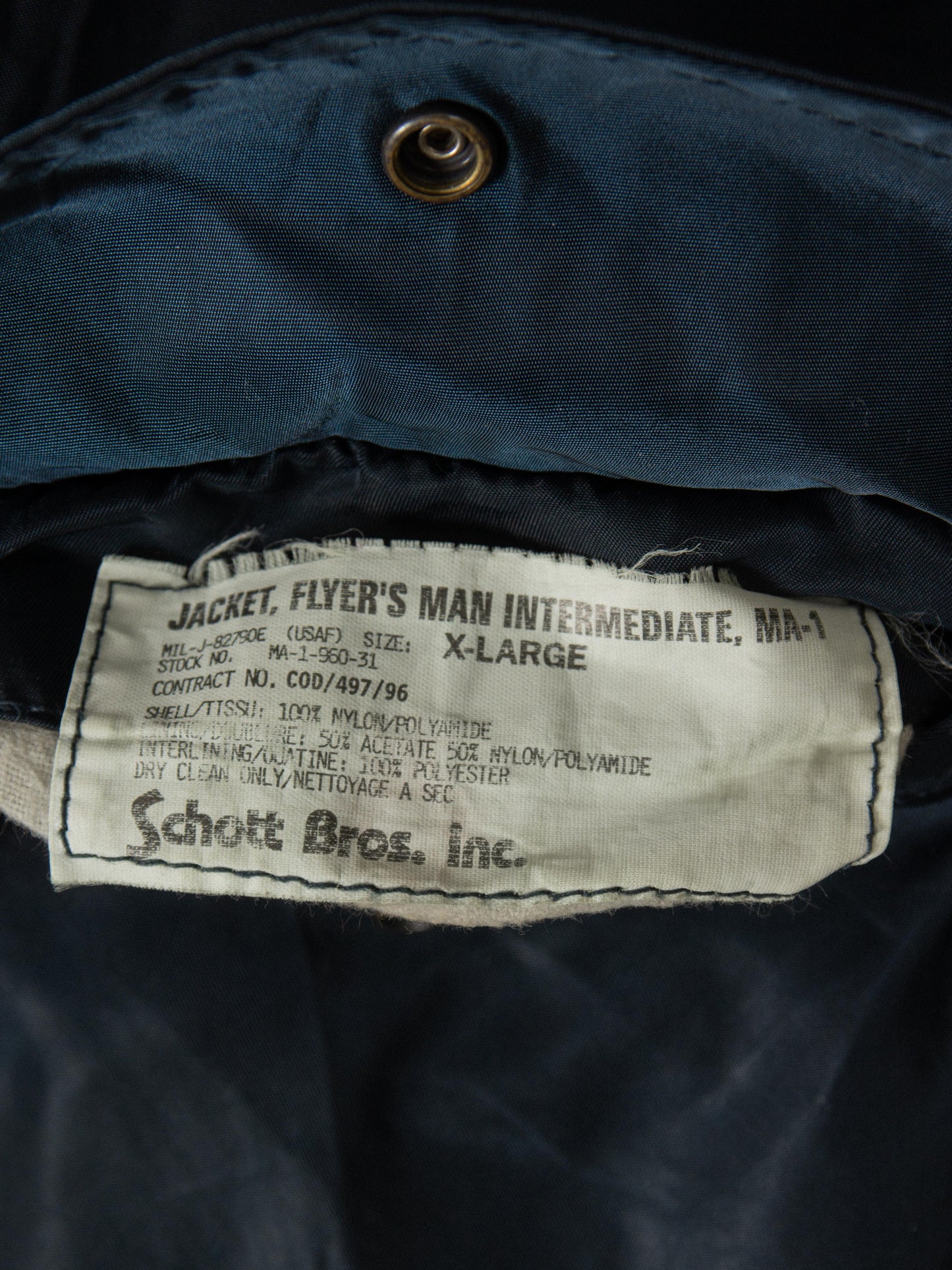 Vtg 1990s Schott NYC MA-1 Bomber Jacket (XL)