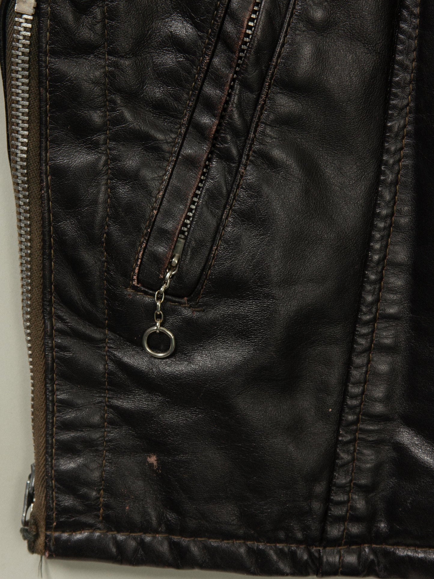 Vtg 1960s Beru Breed Cafe Racer Leather Jacket (M)