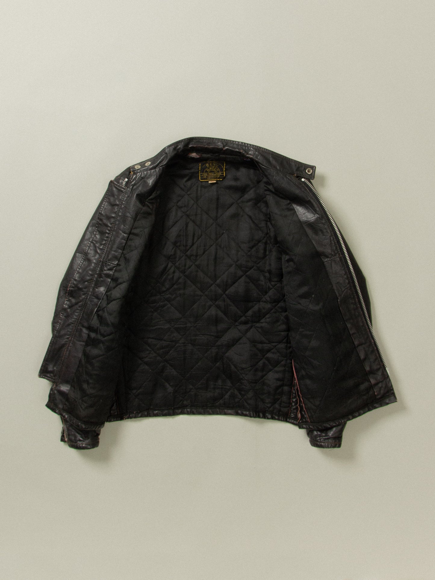 Vtg 1960s Beru Breed Cafe Racer Leather Jacket (M)