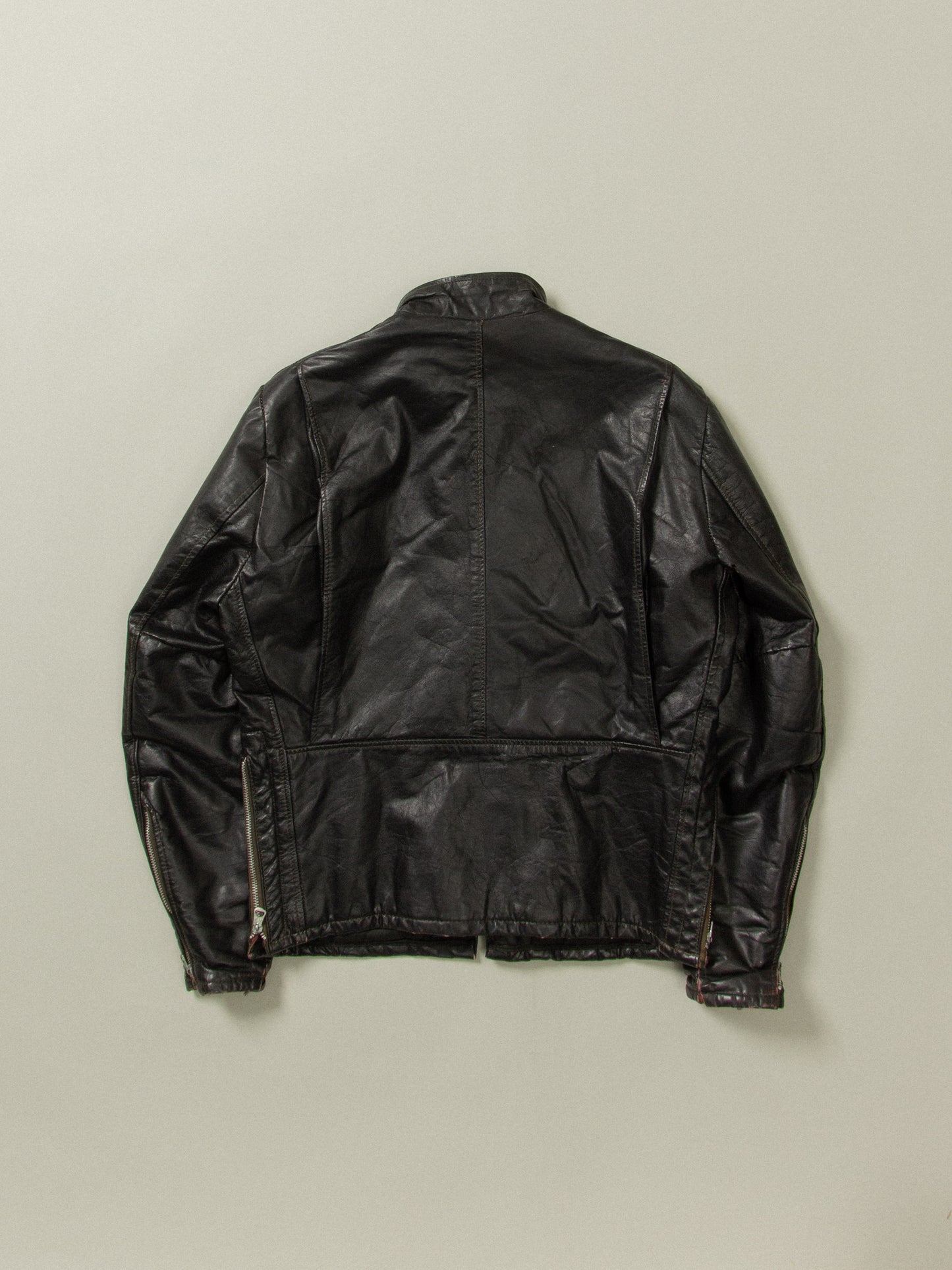 Vtg 1960s Beru Breed Cafe Racer Leather Jacket (M)