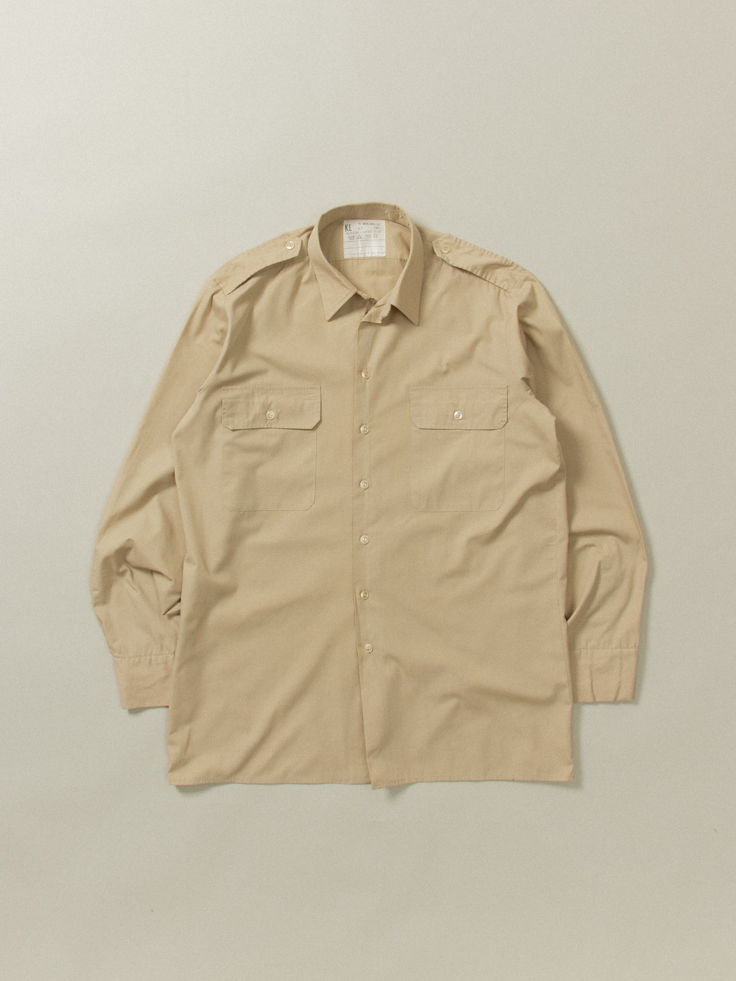Vtg 1977 Dutch Army Khaki Shirt (S)