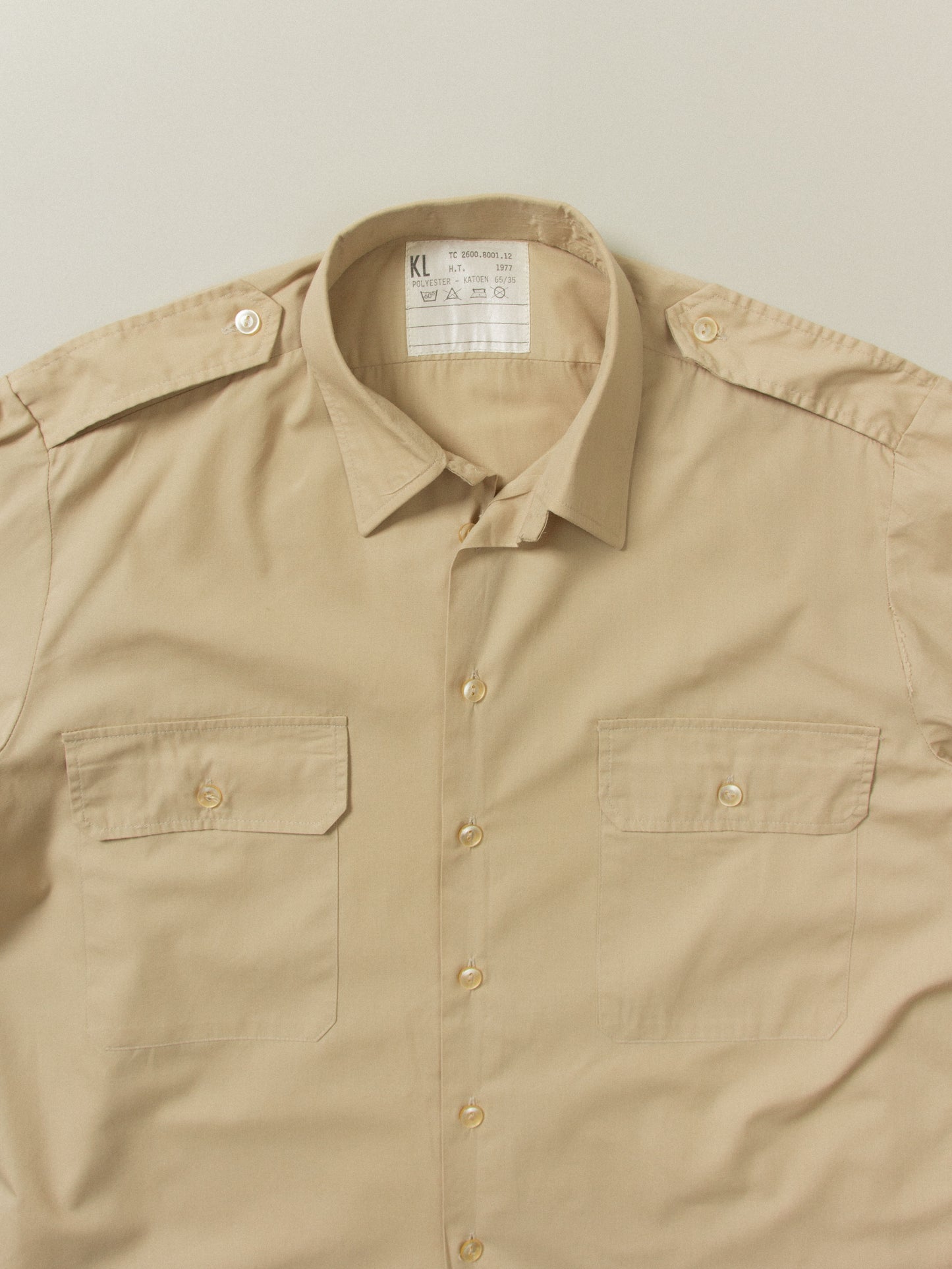 Vtg 1977 Dutch Army Khaki Shirt (S)