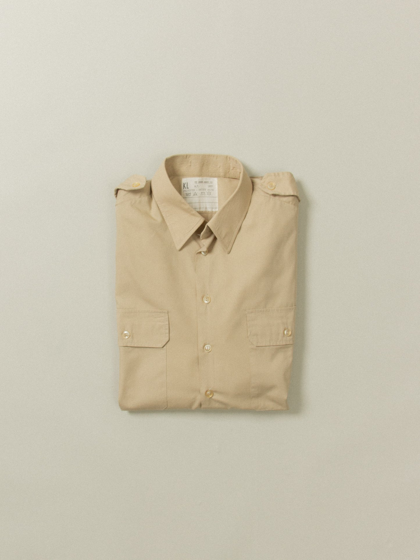 Vtg 1977 Dutch Army Khaki Shirt (S)