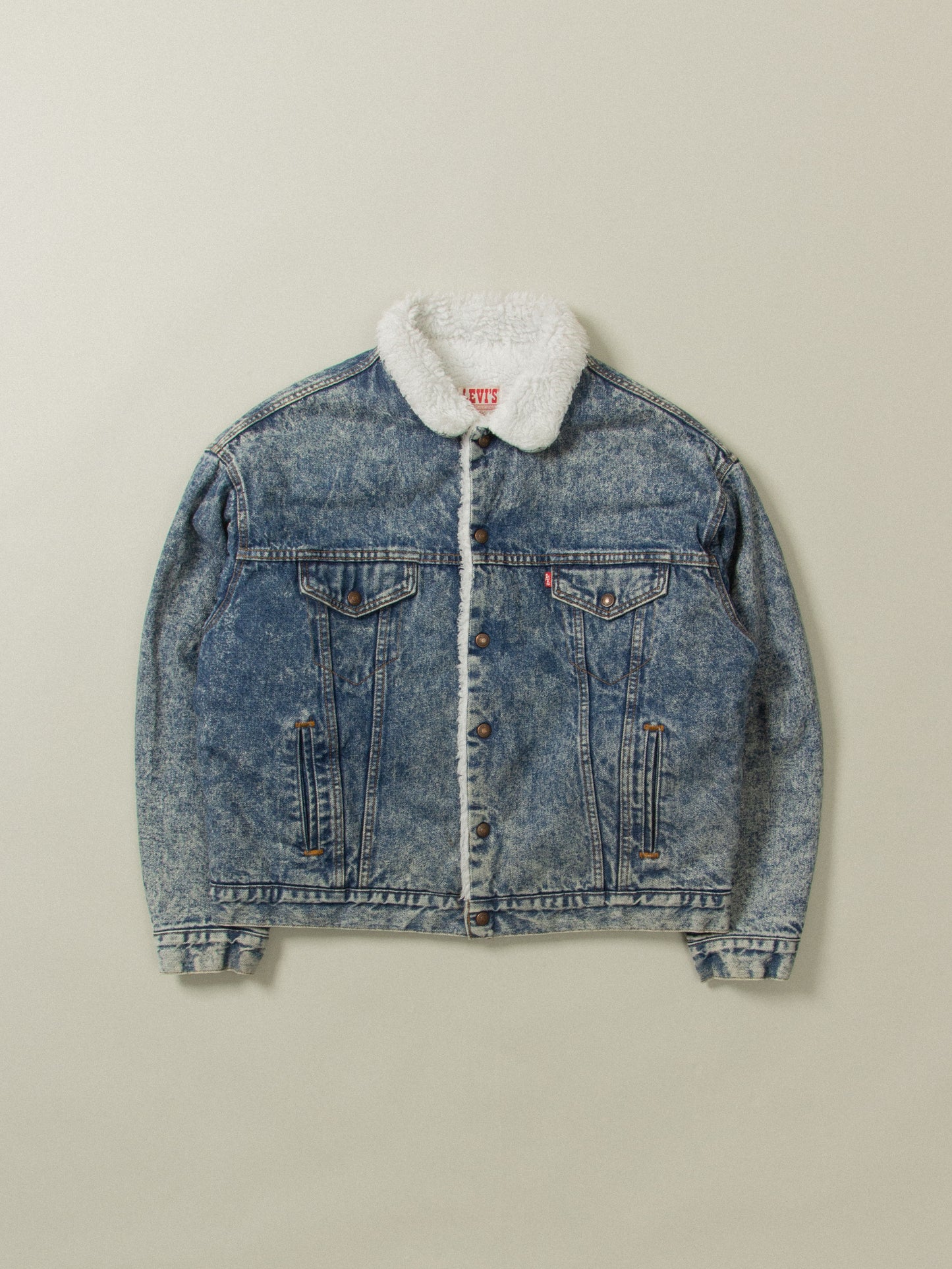 Vtg 1980s Levi's Sherpa Denim Jacket - Made in USA (XL)