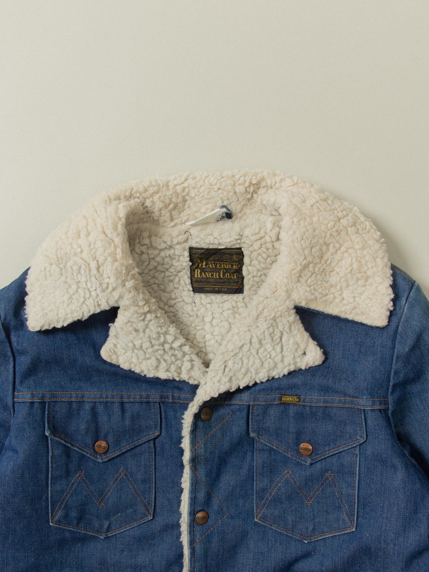 Vtg 1970s Maverick Sherpa Ranch Coat - Made in USA (M)