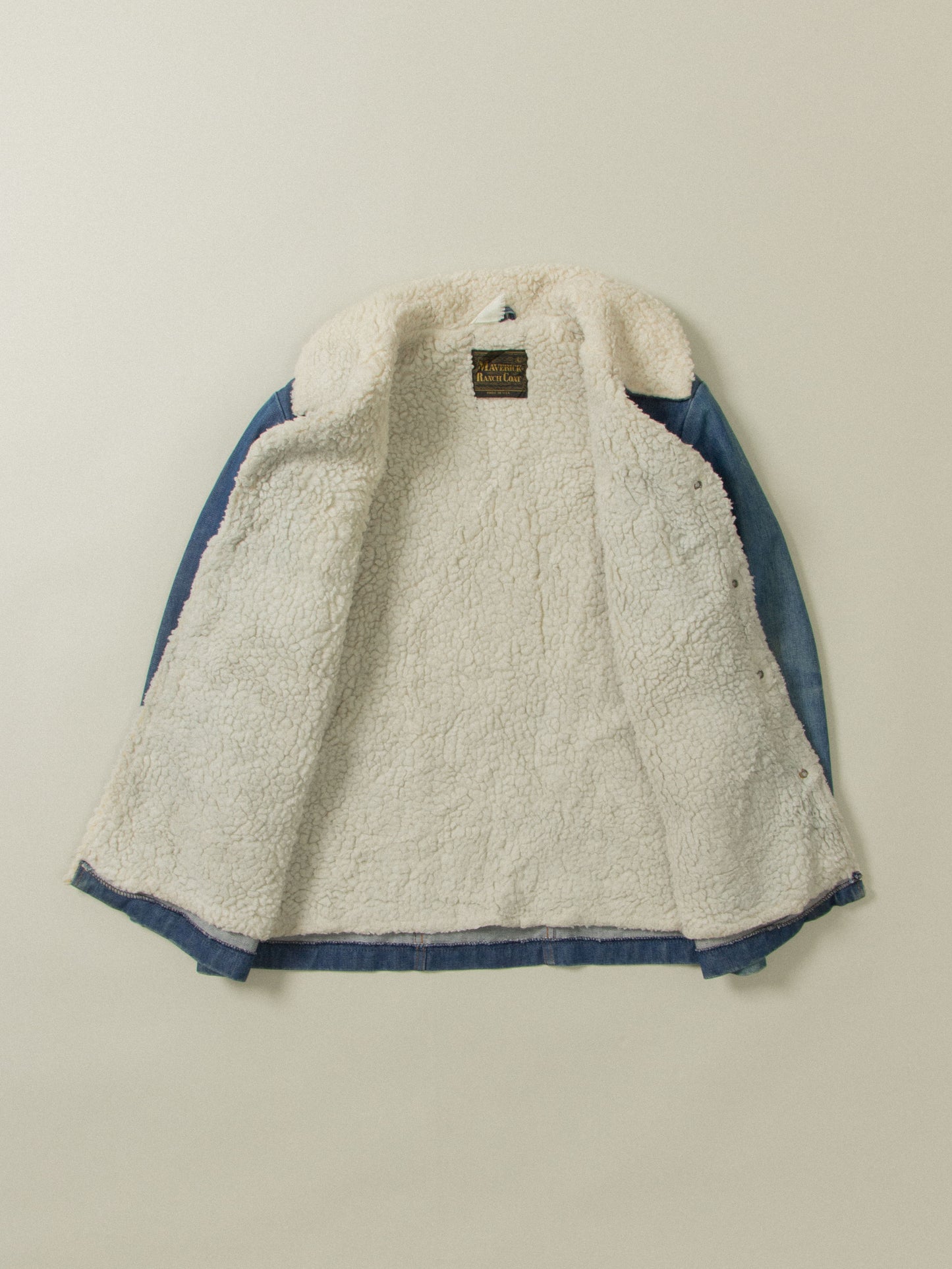 Vtg 1970s Maverick Sherpa Ranch Coat - Made in USA (M)