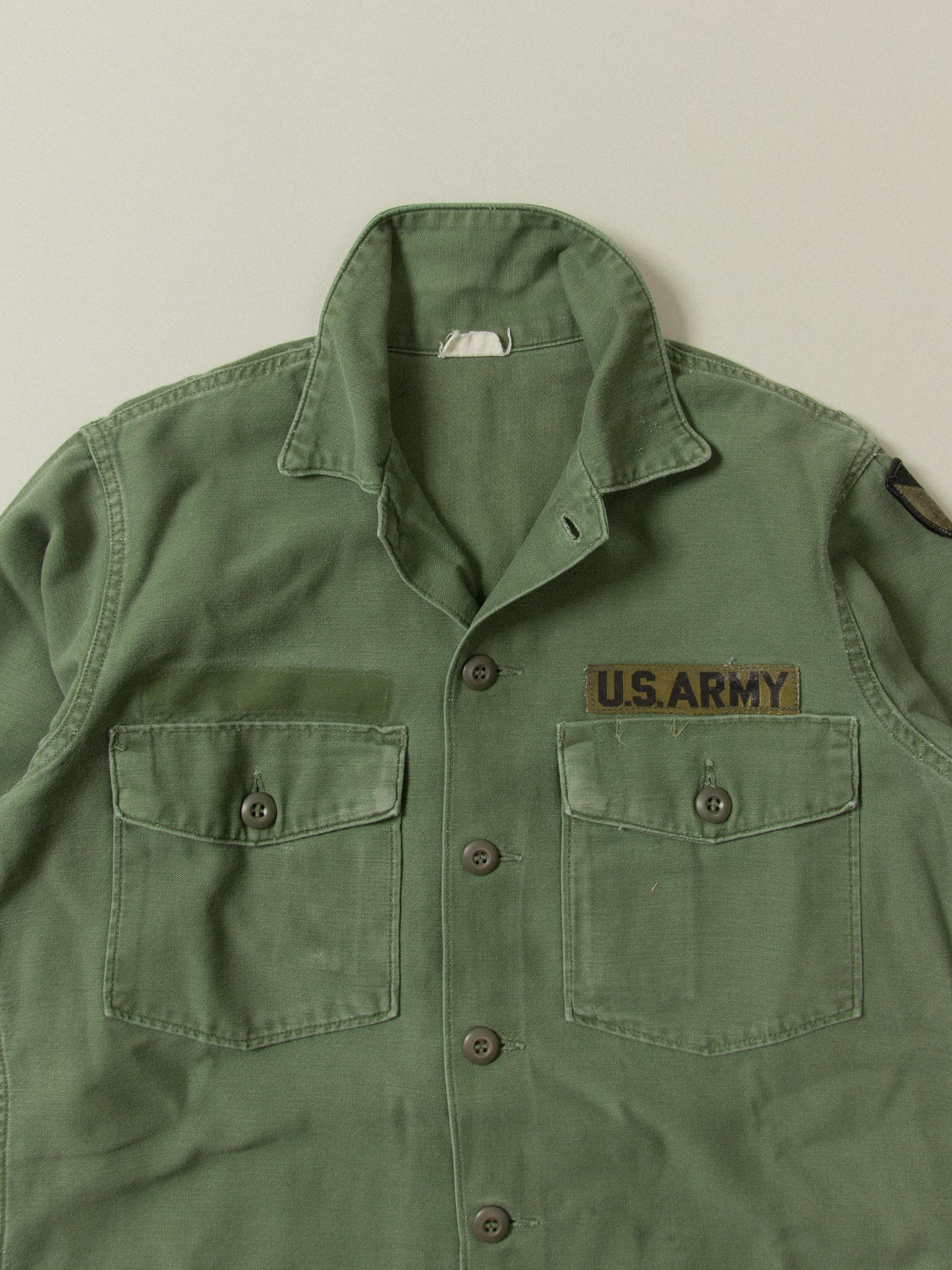 Vtg US Army OG-107 Fatigue Shirt (S/15½)