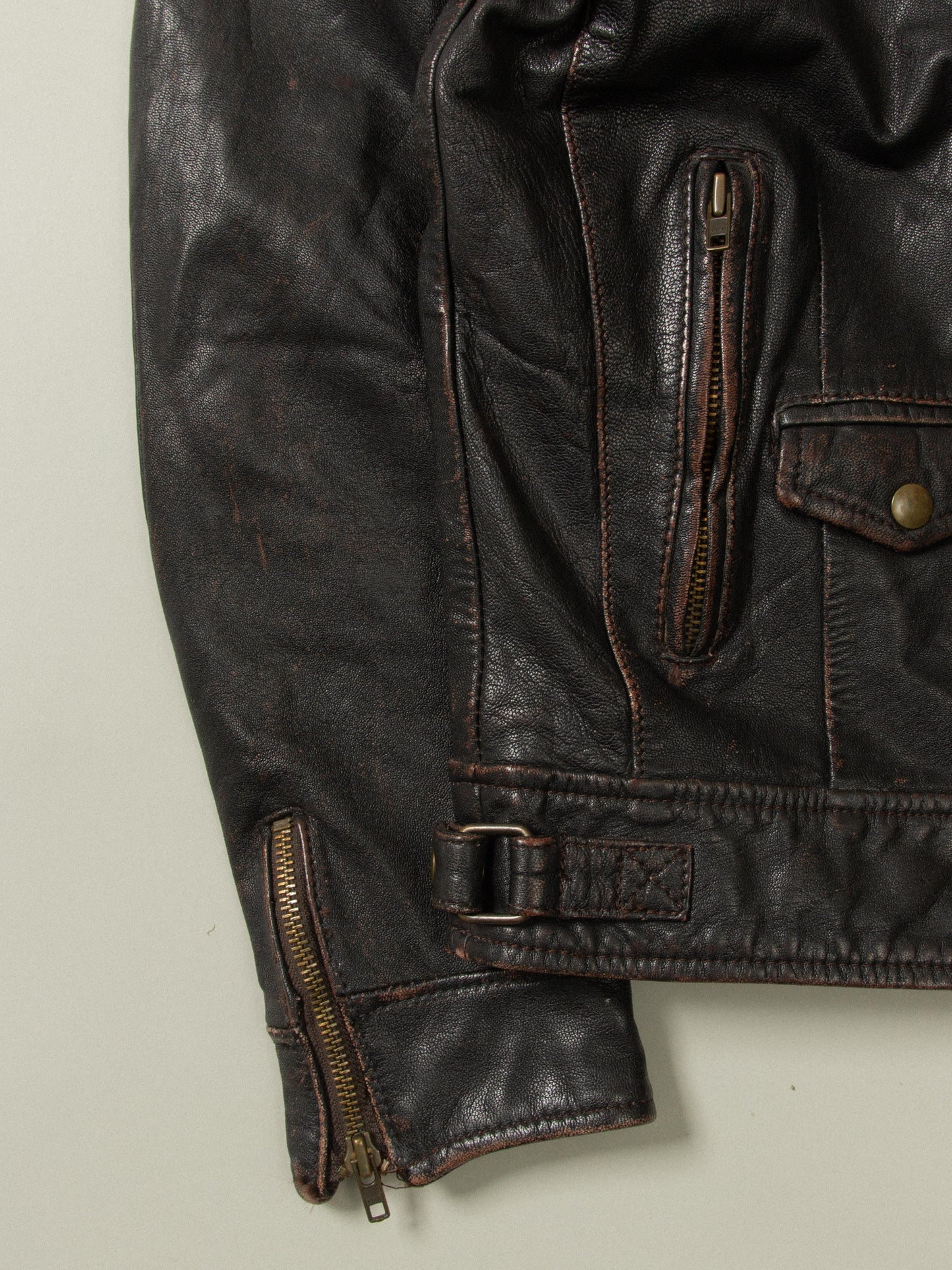 Vtg 1980s Jofama Black Leather Jacket (L)