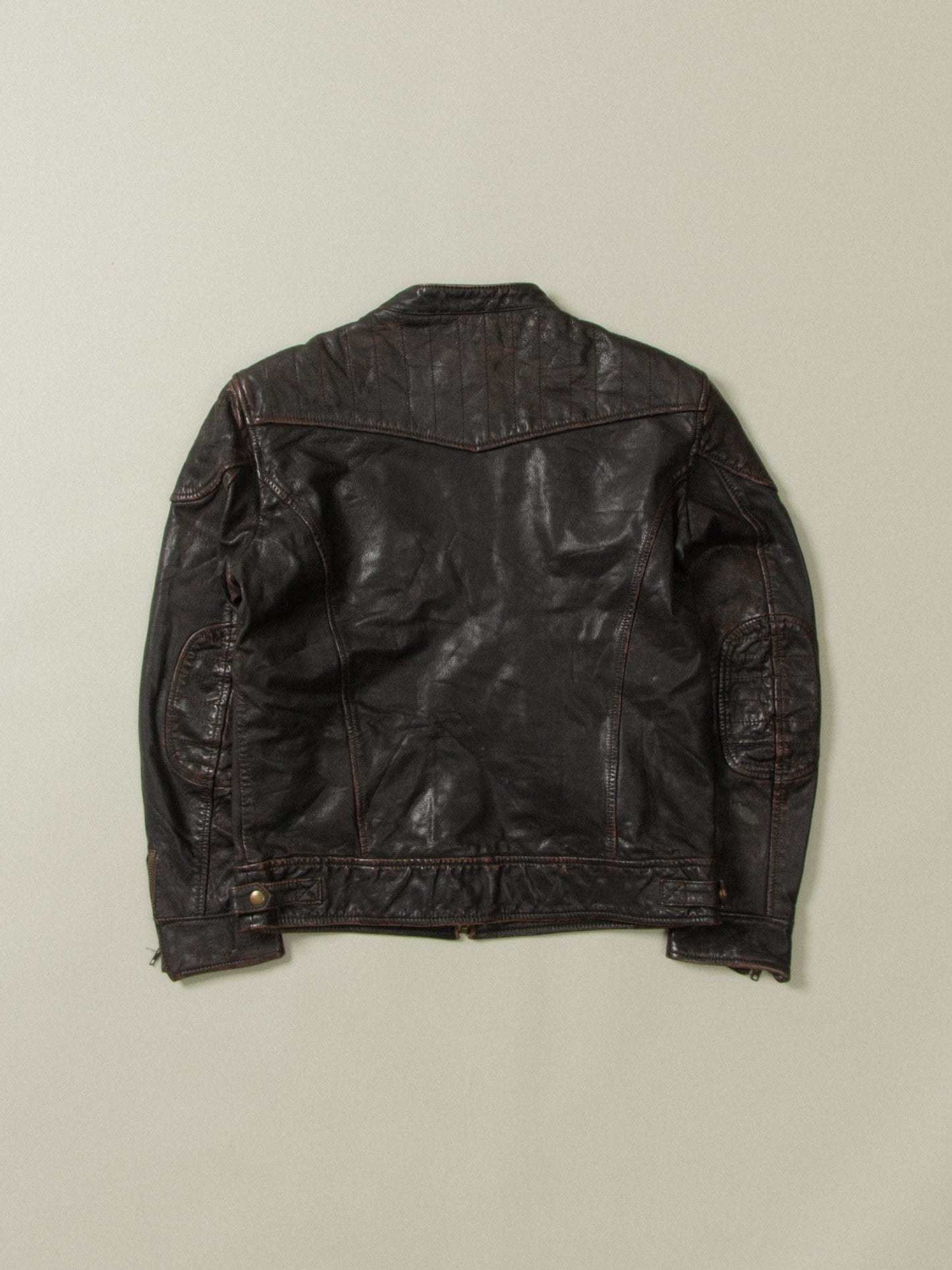 Vtg 1980s Jofama Black Leather Jacket (L)