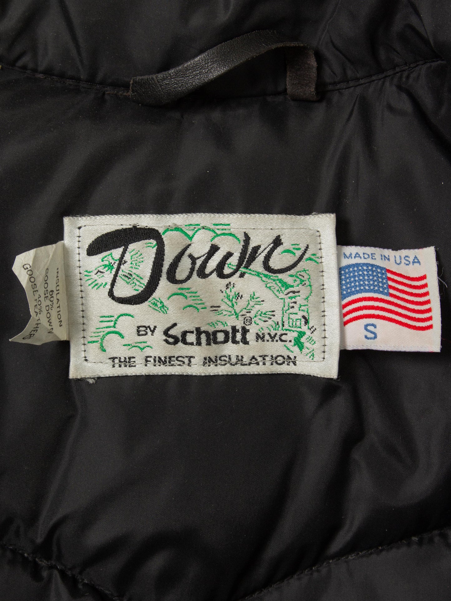 Vtg 1990s Schott Down Jacket - Made in USA (S/M)
