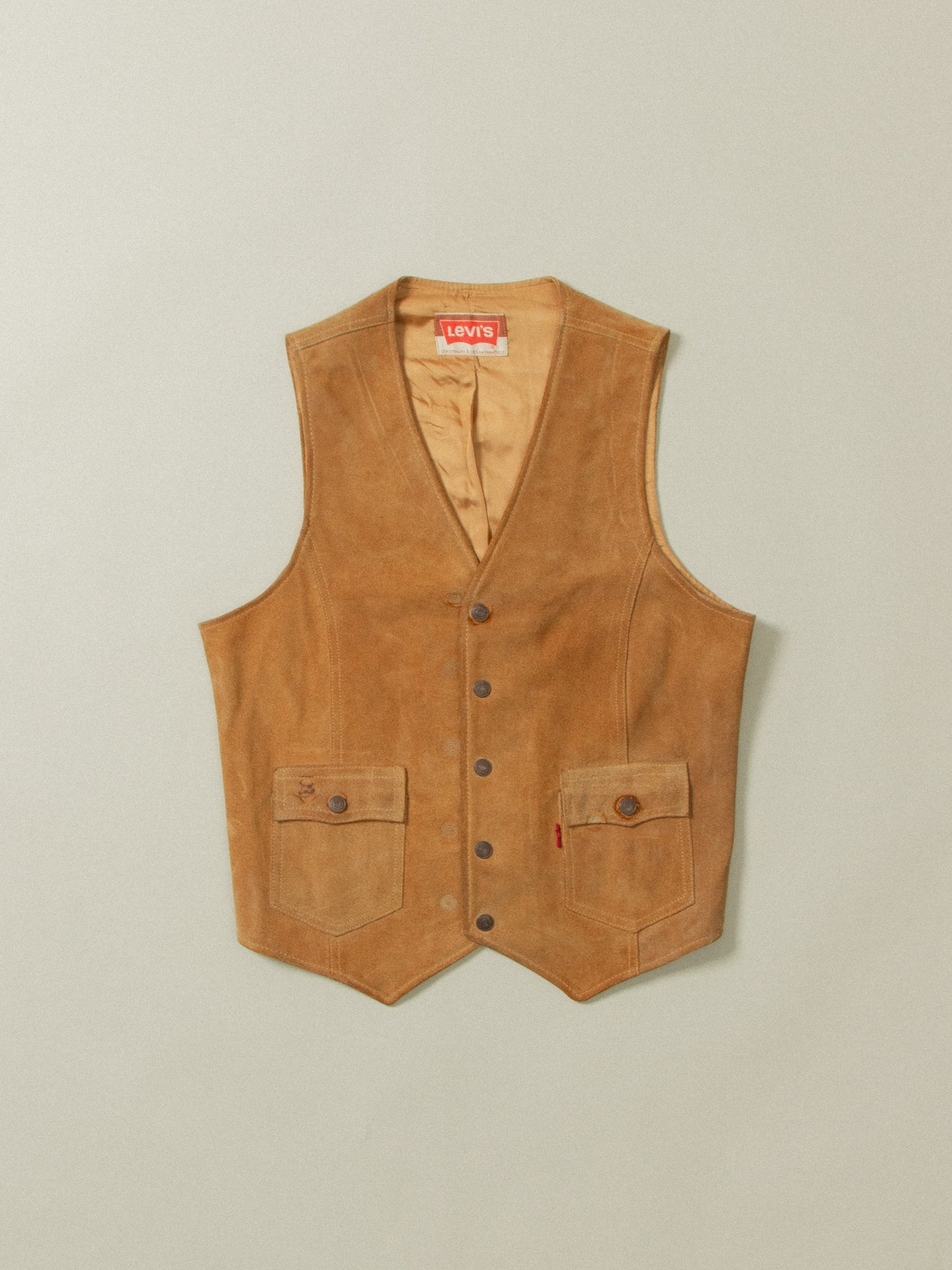 Vtg 1960s Levi's Big E Suede Cowhide Leather Vest (M)