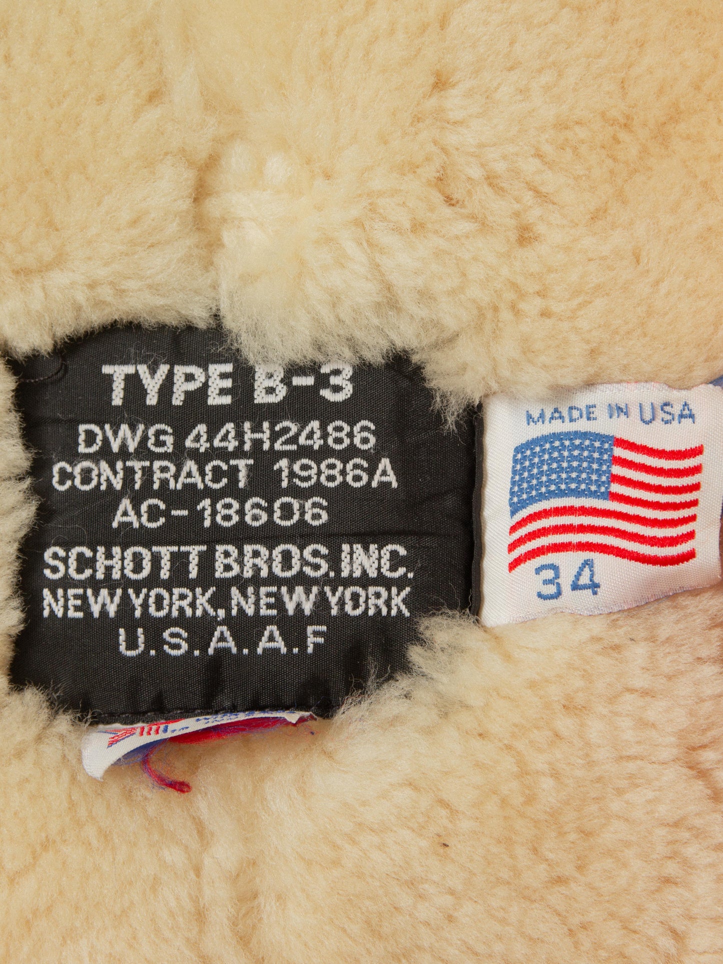 Used Schott NYC B-3 Shearling Jacket - Made in USA (S)