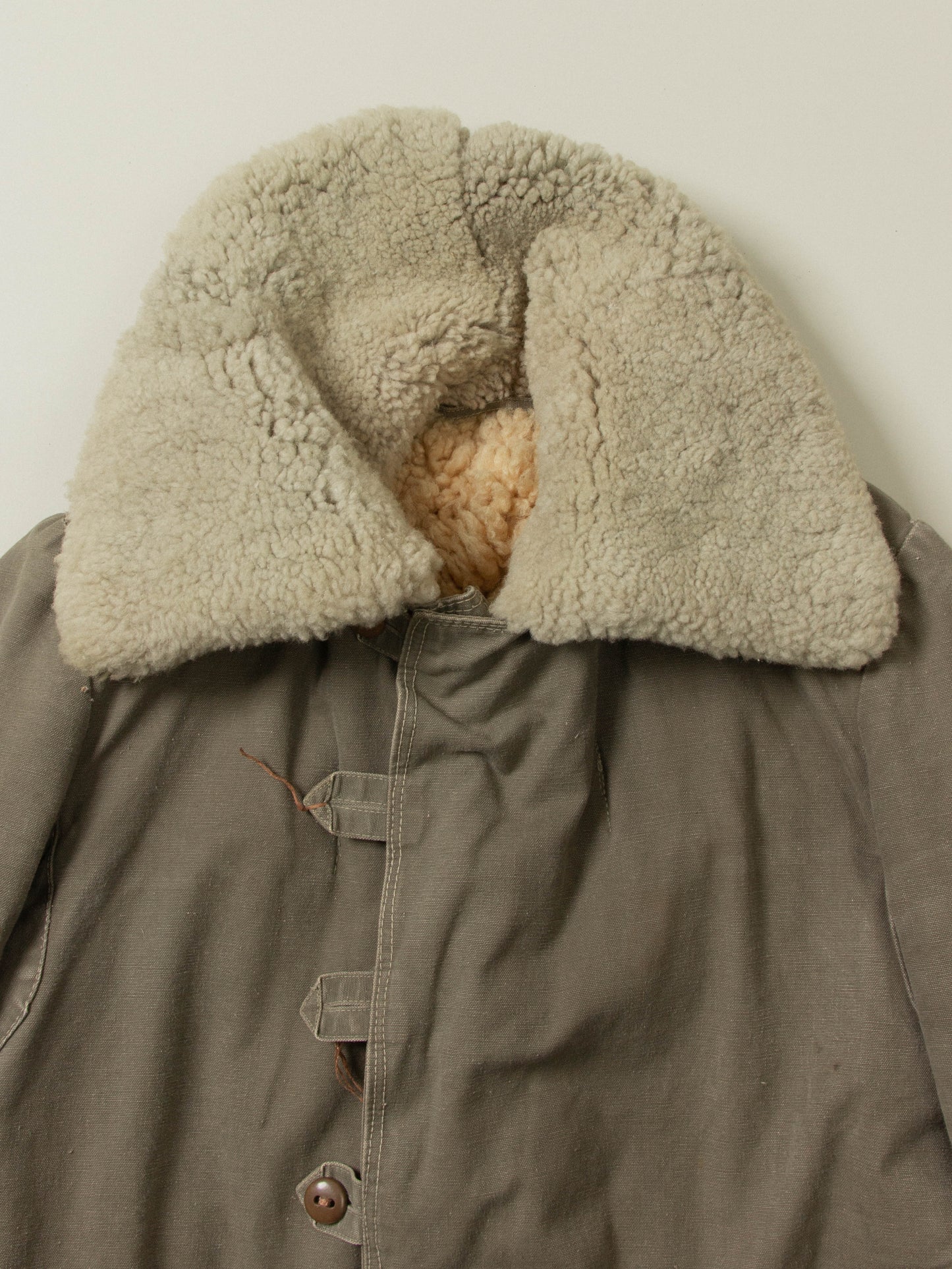 Vtg 1940s Swedish Army Extreme Cold Weather Shearling Coat (L)