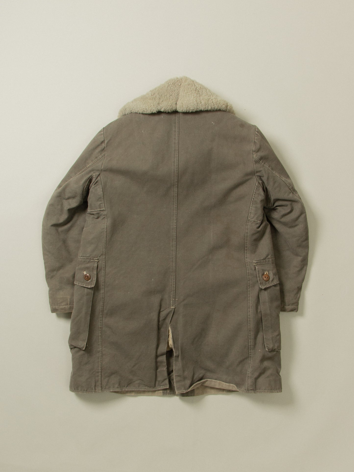 Vtg 1940s Swedish Army Extreme Cold Weather Shearling Coat (L)