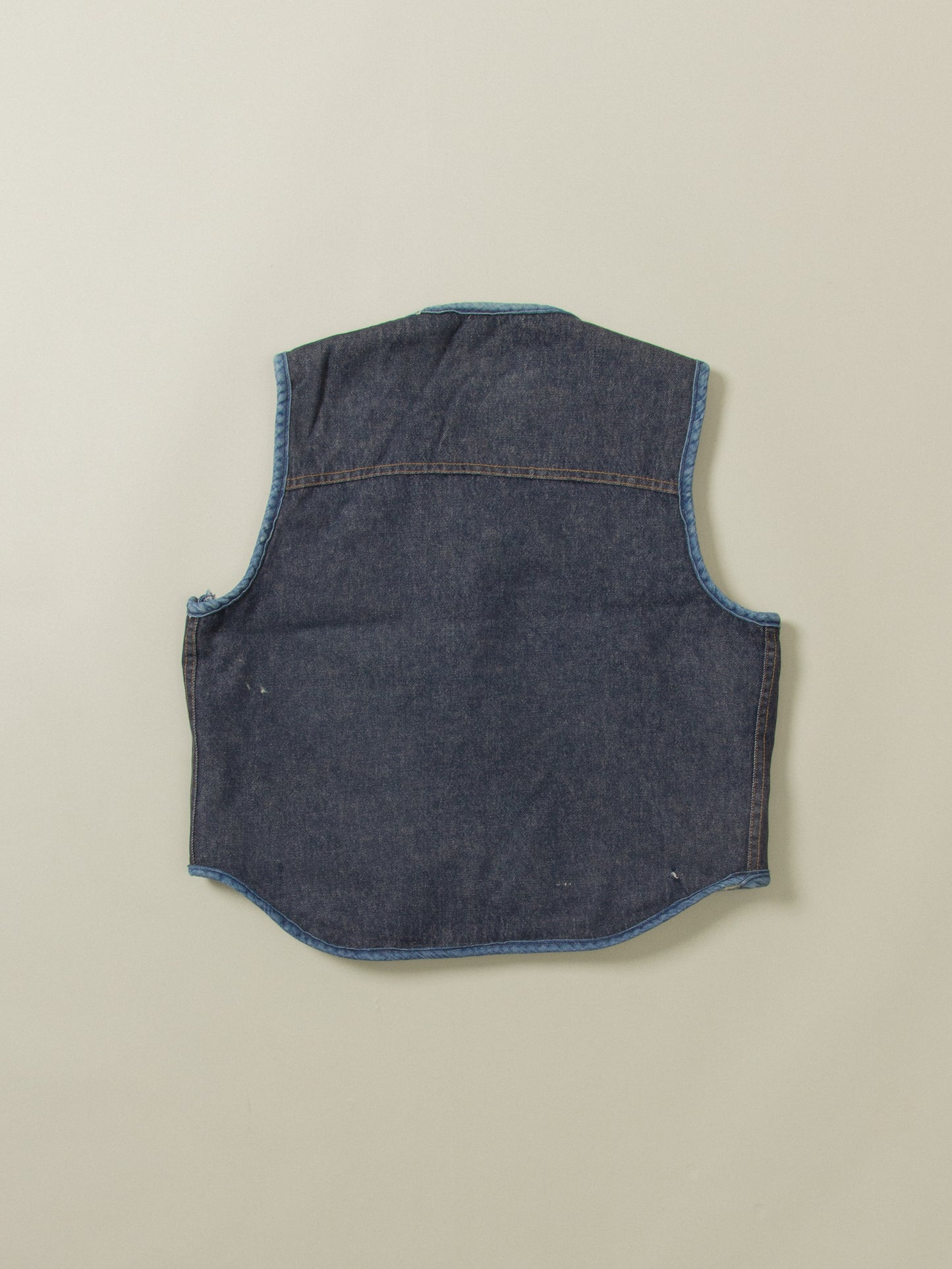 Vtg 1960s Roebucks Sherpa Lined Denim Vest (M)