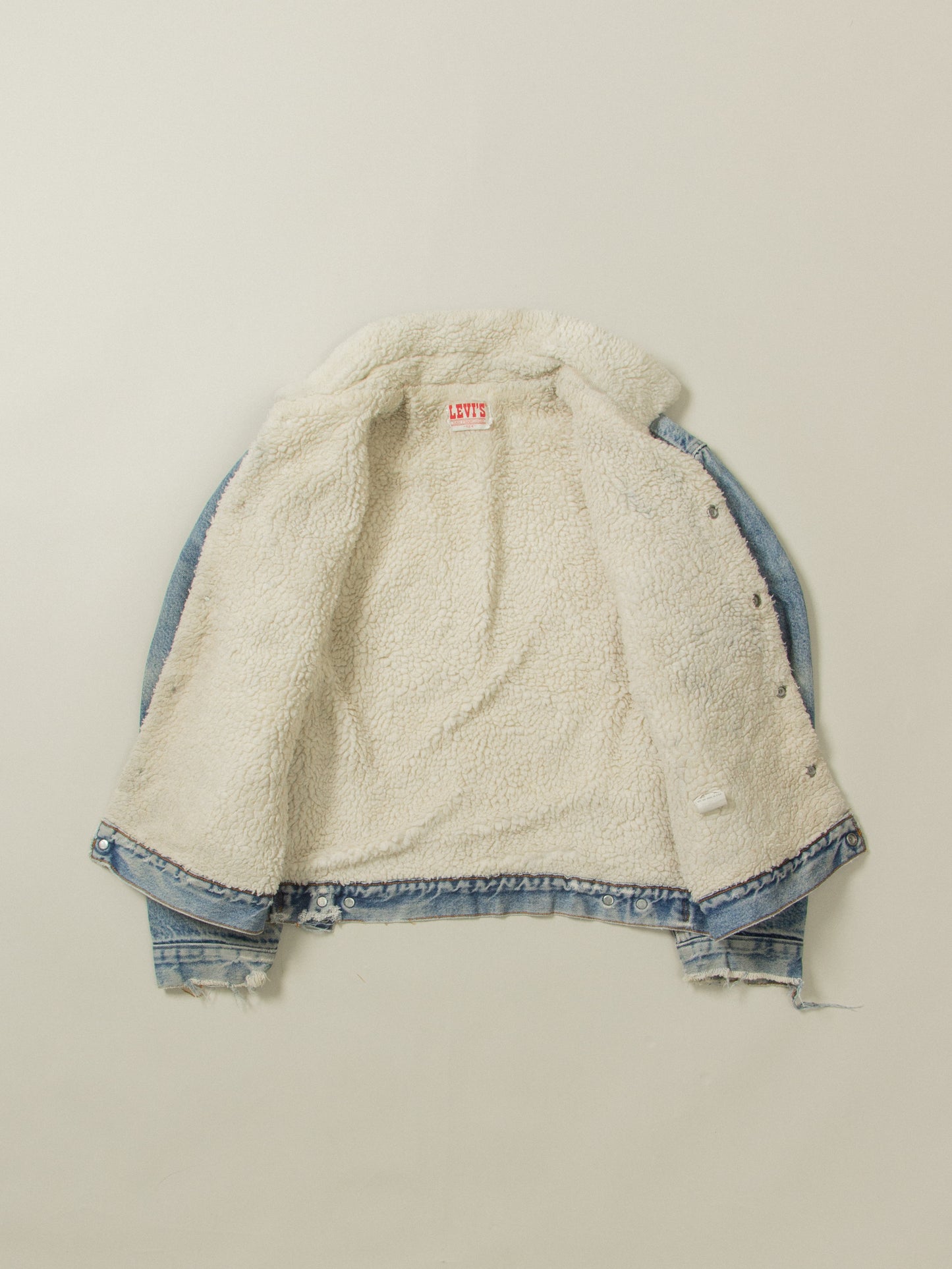 Vtg 1980s Levi's Sherpa Denim Jacket - Made in USA (L)