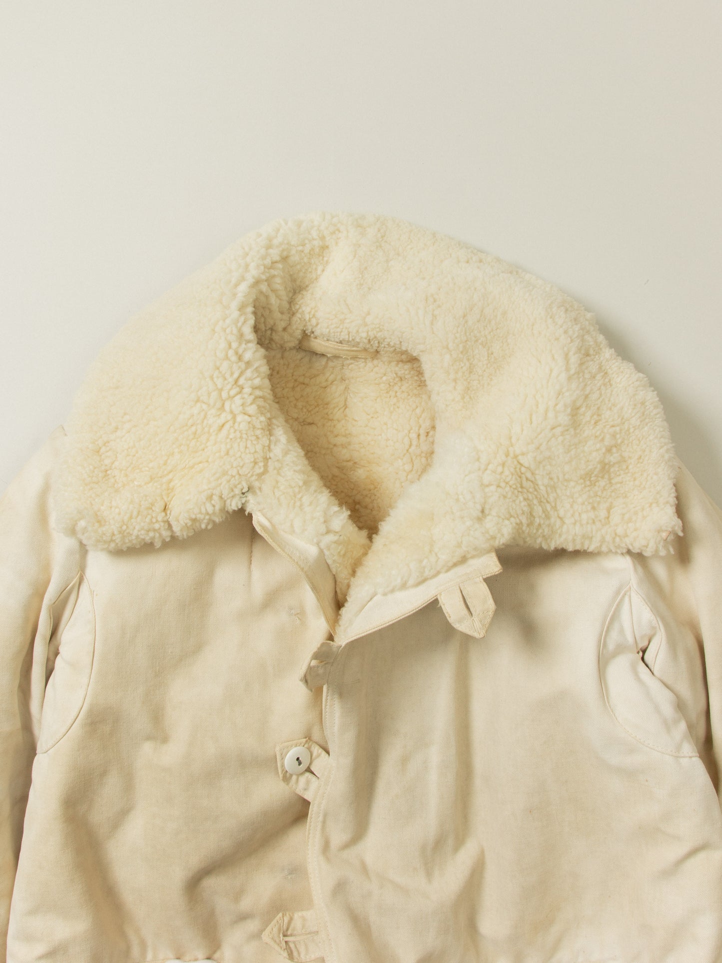 Vtg 1940s Swedish Army Extreme Cold Weather Shearling Coat (M)