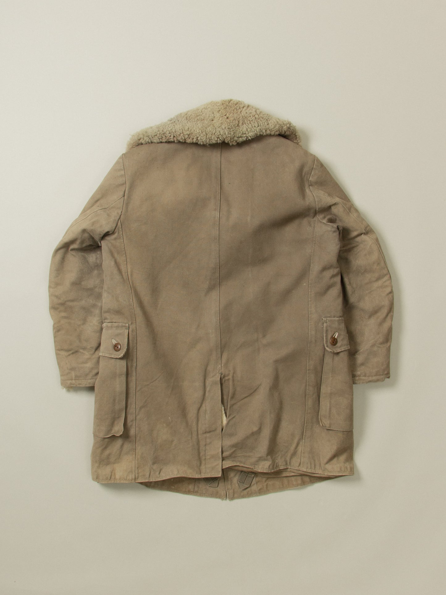 Vtg 1940s Swedish Army Extreme Cold Weather Shearling Coat (M)