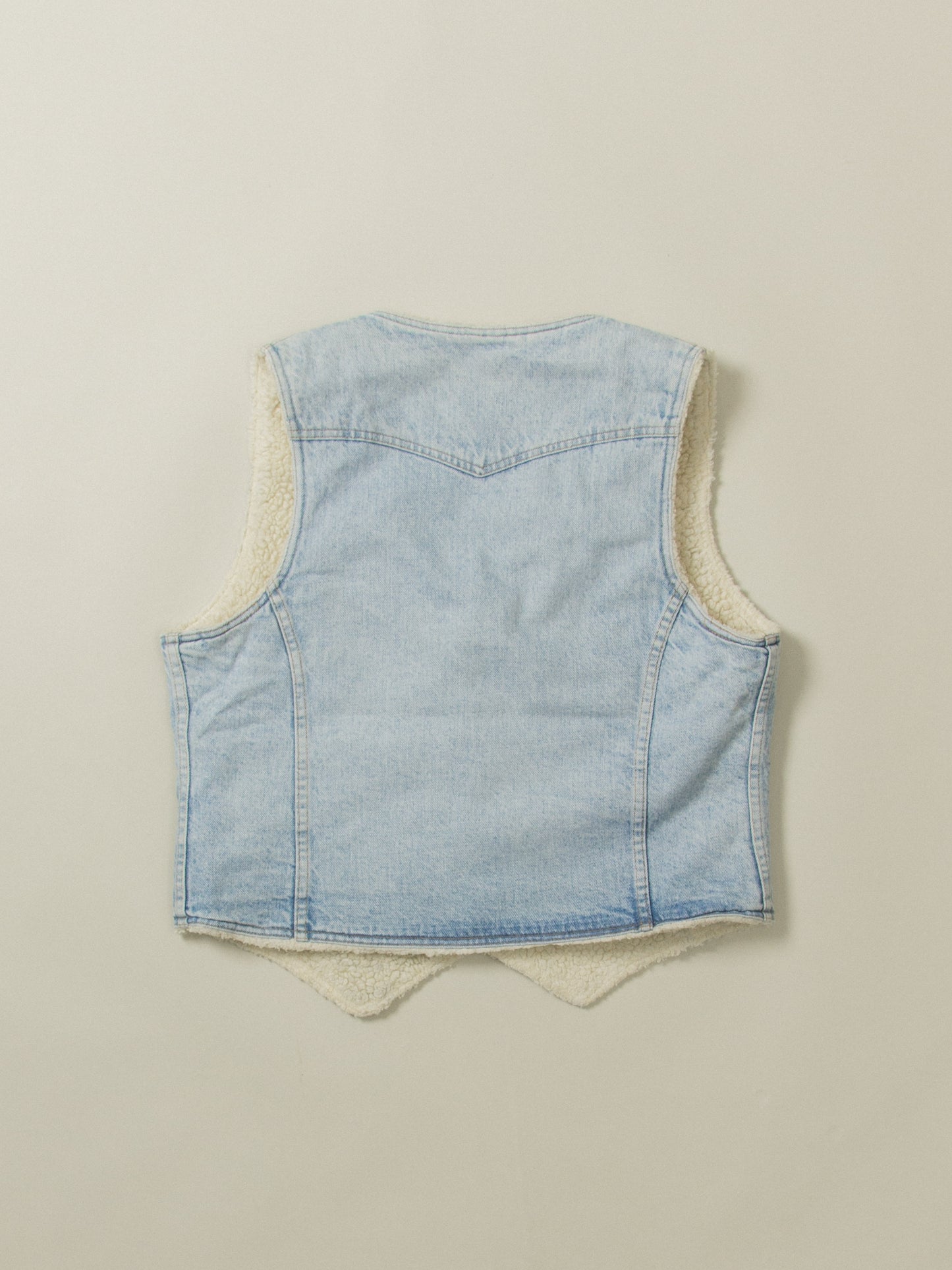 Vtg 1980s Levi's Orange Tab Sherpa Denim Vest - Made in USA (L)
