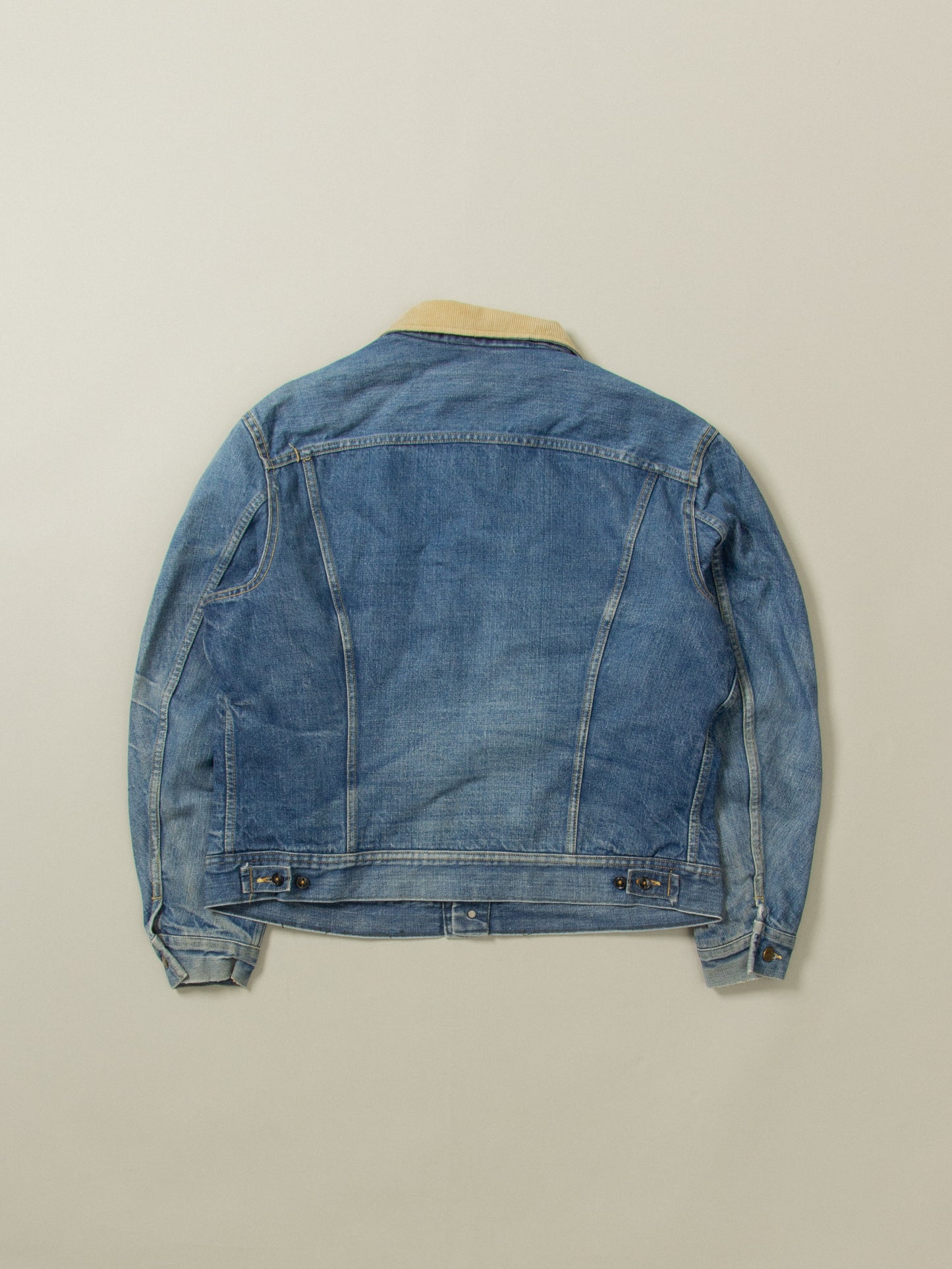 Vtg 1970s Cat-Eye Lee Storm Rider Lined Denim Jacket - Made in USA (L)