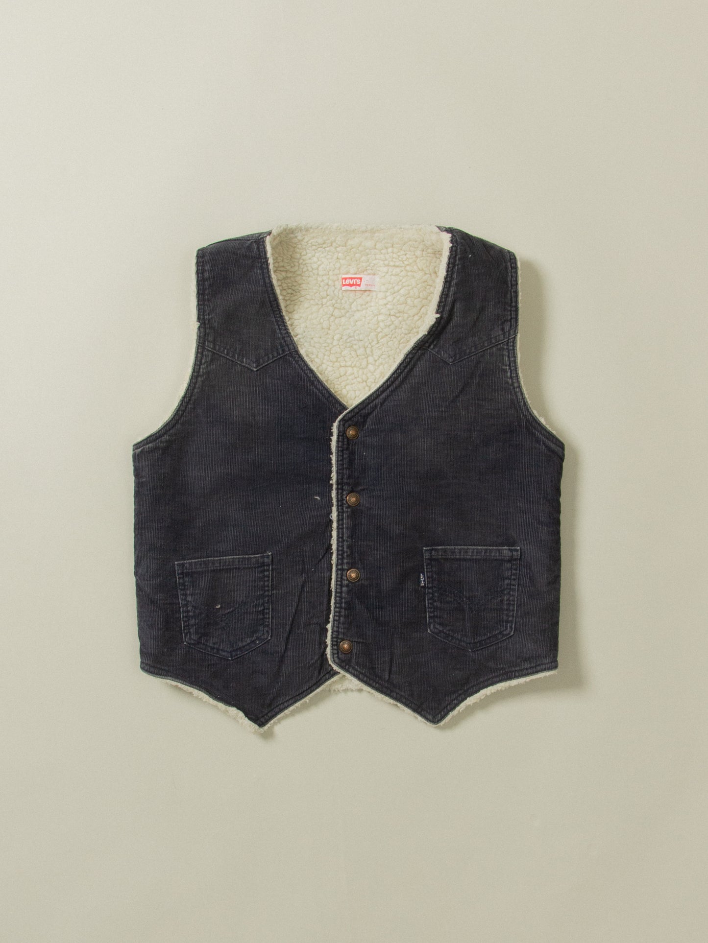Vtg 1970s Big E Levi's Corduroy Sherpa Vest - Made in USA (M)