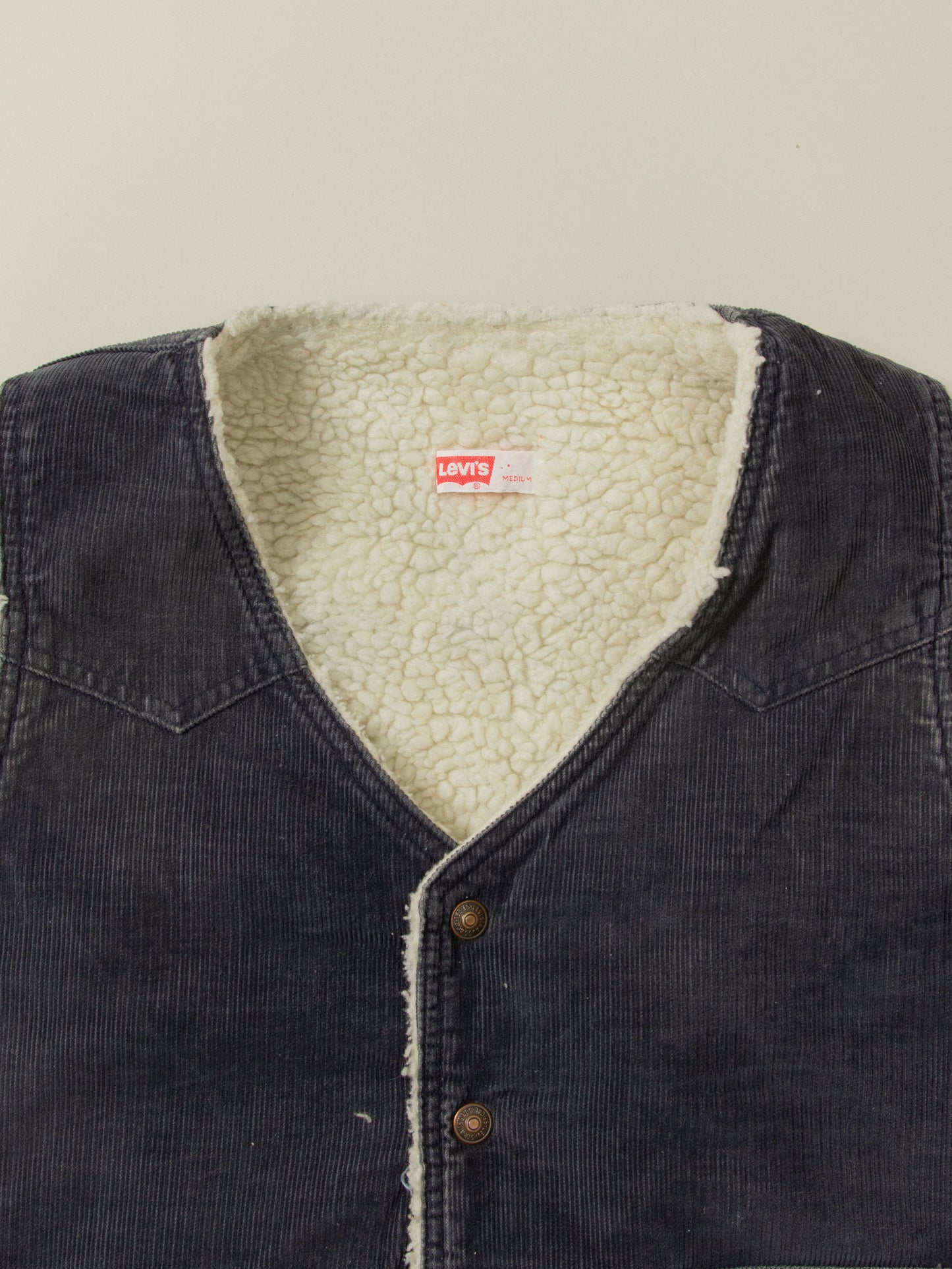 Vtg 1970s Big E Levi's Corduroy Sherpa Vest - Made in USA (M)