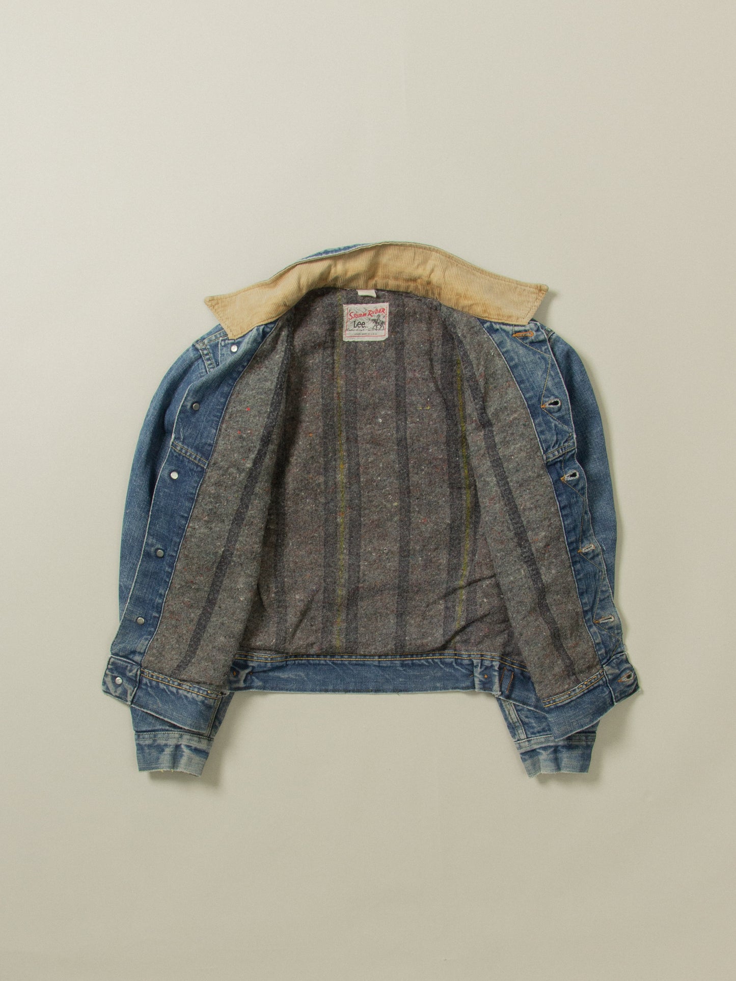 Vtg 1970s Lee Storm Rider Cat-Eye Lined Denim Jacket - Made in USA (M)