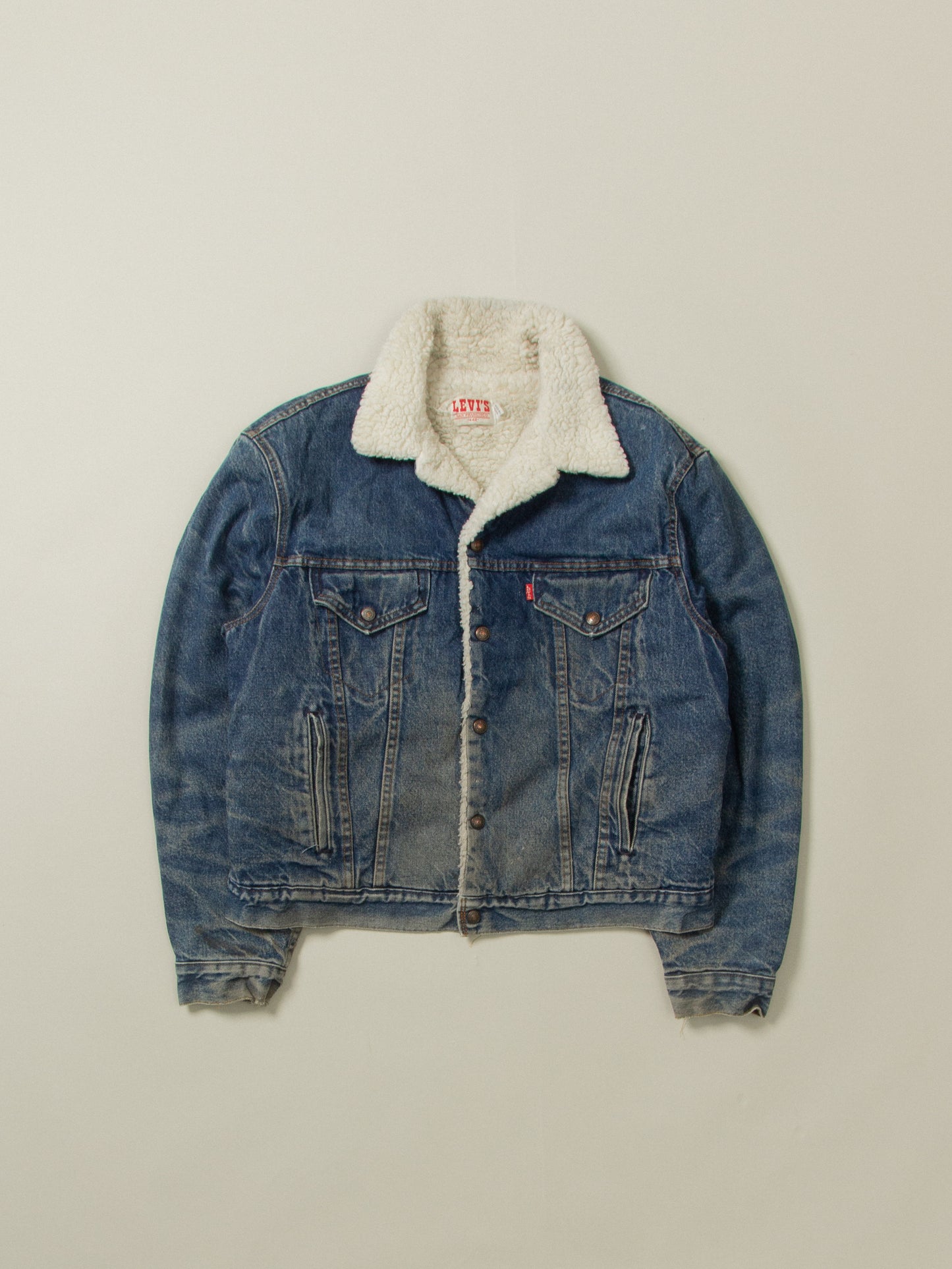 Vtg 1980s Levi's Sherpa Denim Jacket - Made in USA (L)