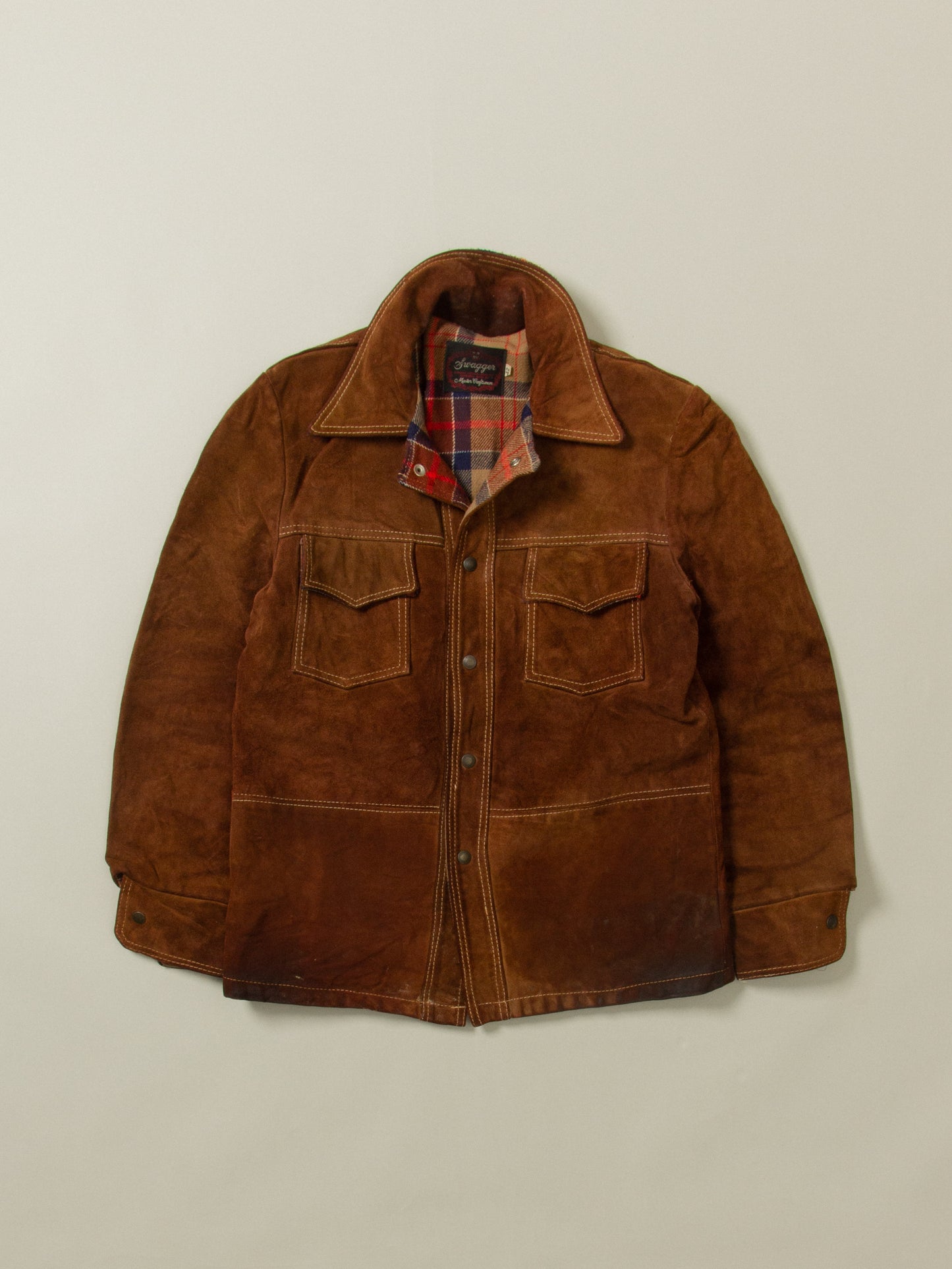 Vtg 1970s Quilted Suede Jacket (M)