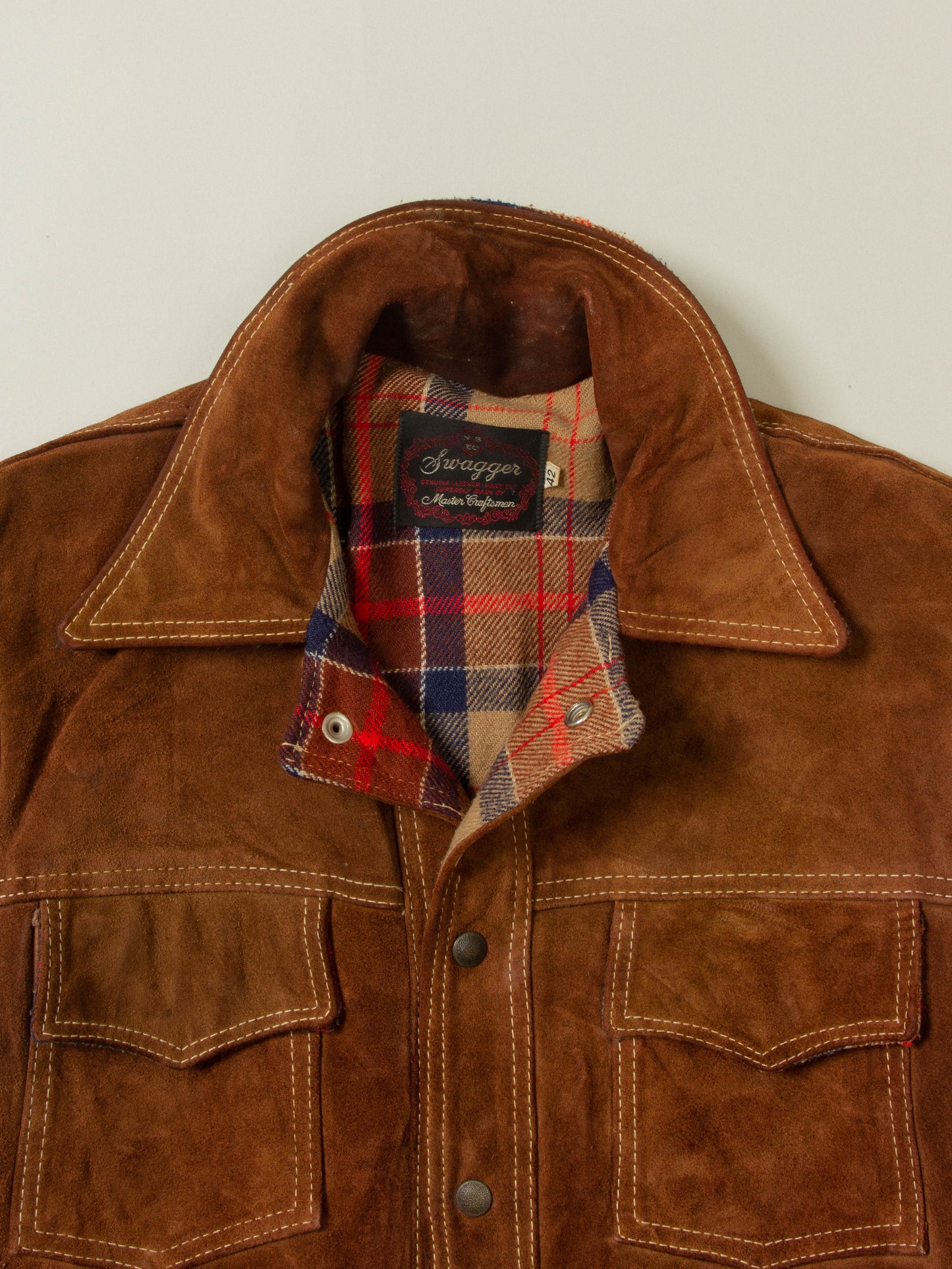 Vtg 1970s Quilted Suede Jacket (M)