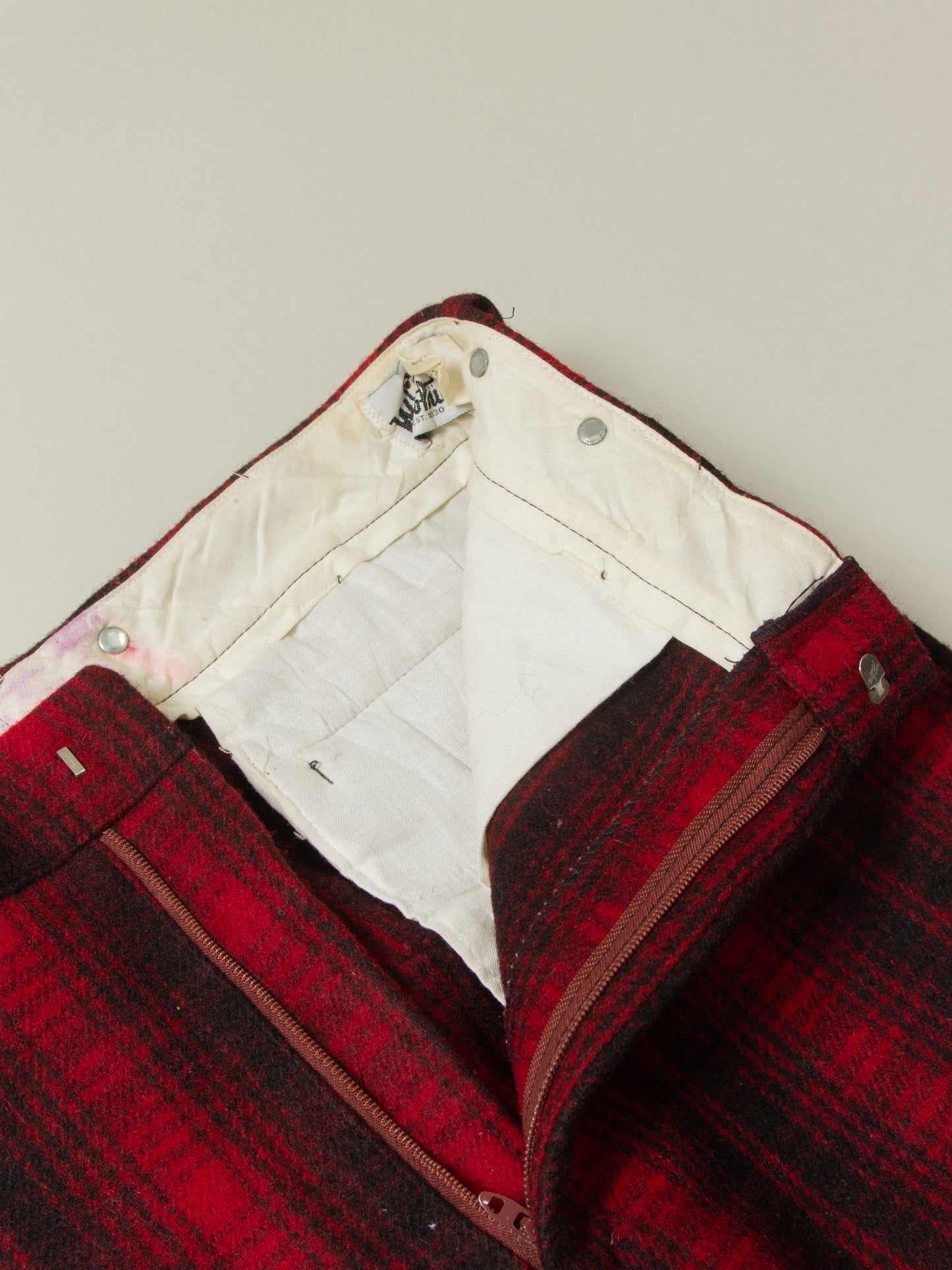 Vtg 1960s Woolrich Buffalo Plaid Wool Trousers - Made in USA (36x33)
