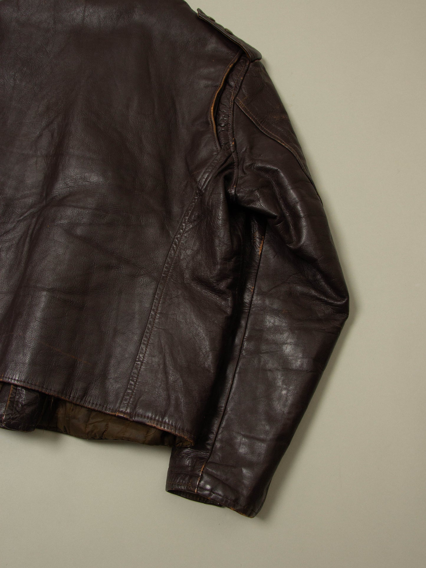 Vtg 1960s Biker Leather Jacket (L)