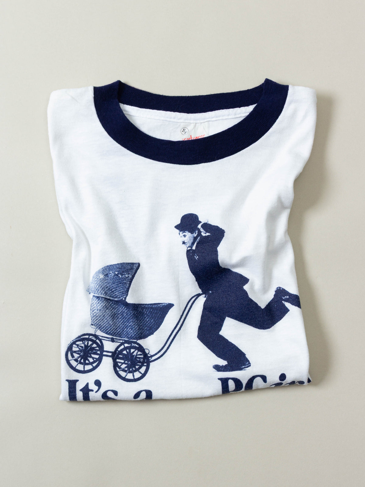 Vtg 1980s Charlie Chaplin PC Ringer Tee – Made in USA (S)