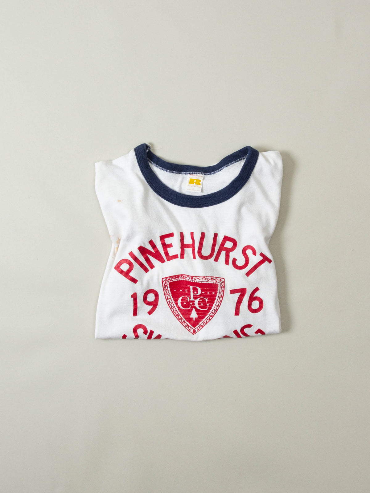 Vtg 1970s Russell Athletic Single Stitch Ringer Tee - Made in USA (L)