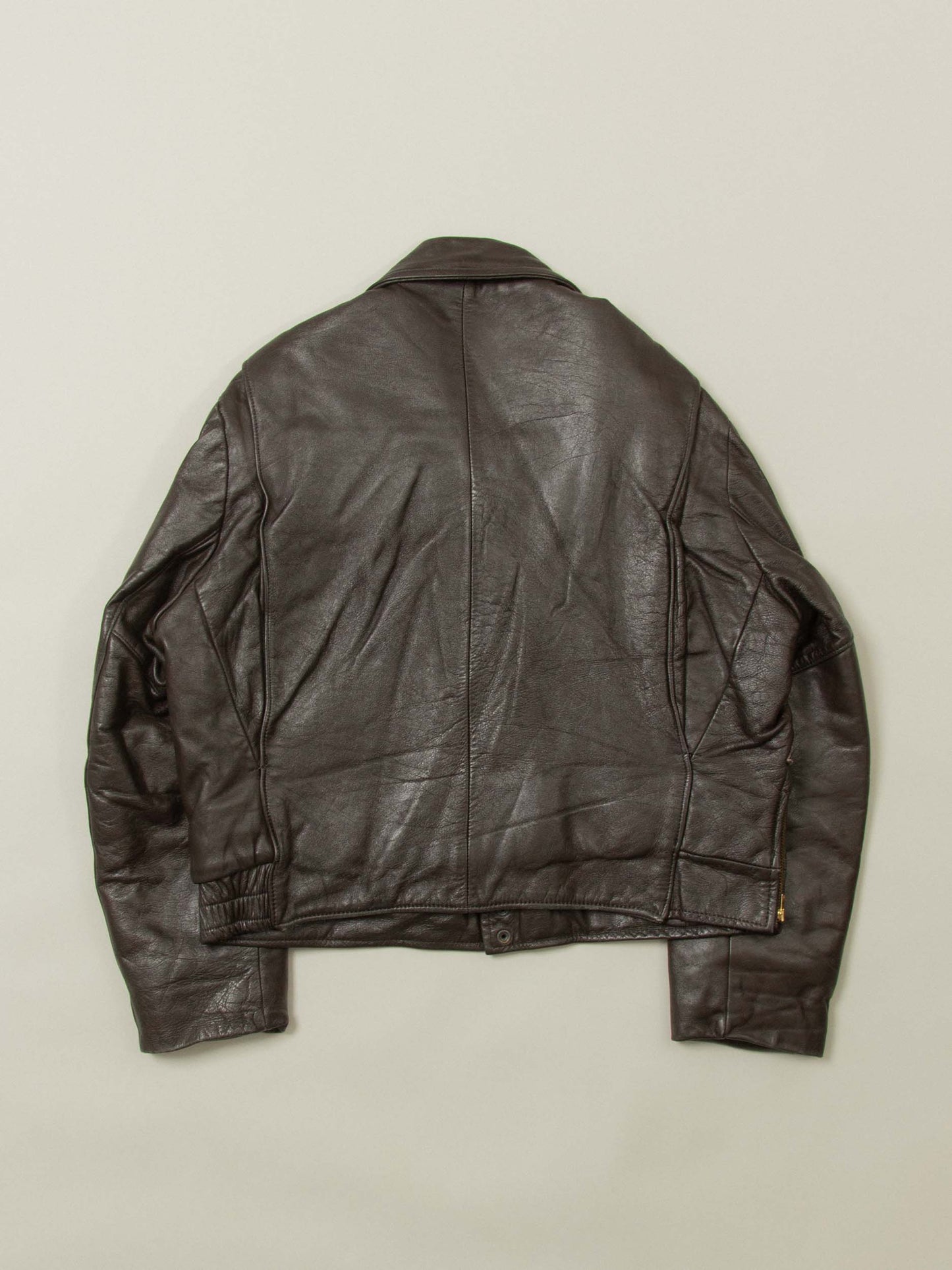 Vtg 1970s Bridgeview Illinois Police Leather Jacket - Made in USA (L)