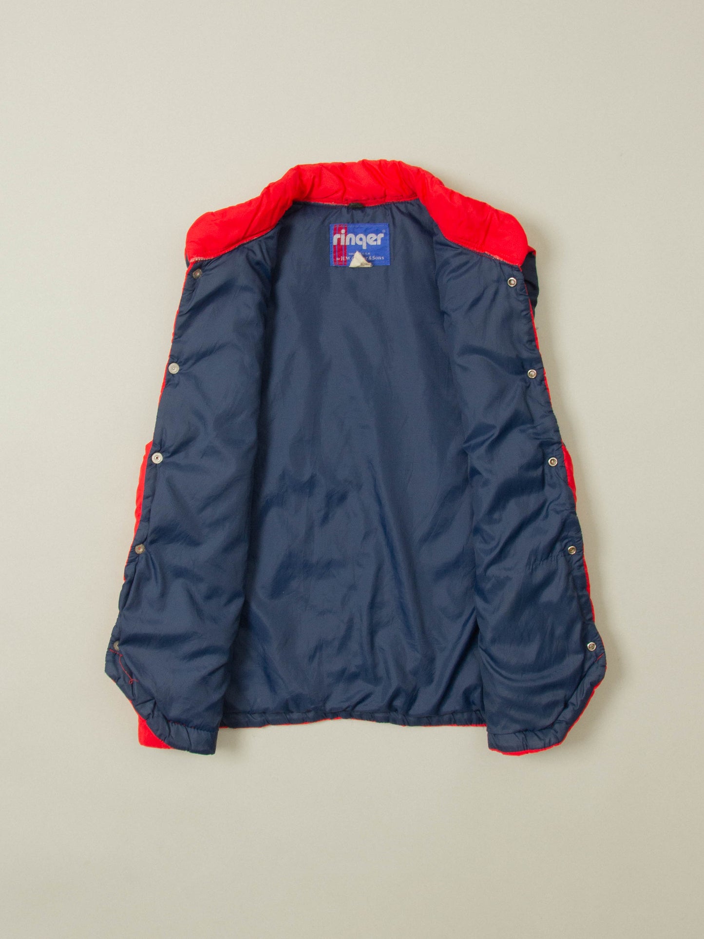 Vtg 1980s Ringer Puffer Vest - Made in USA (M)