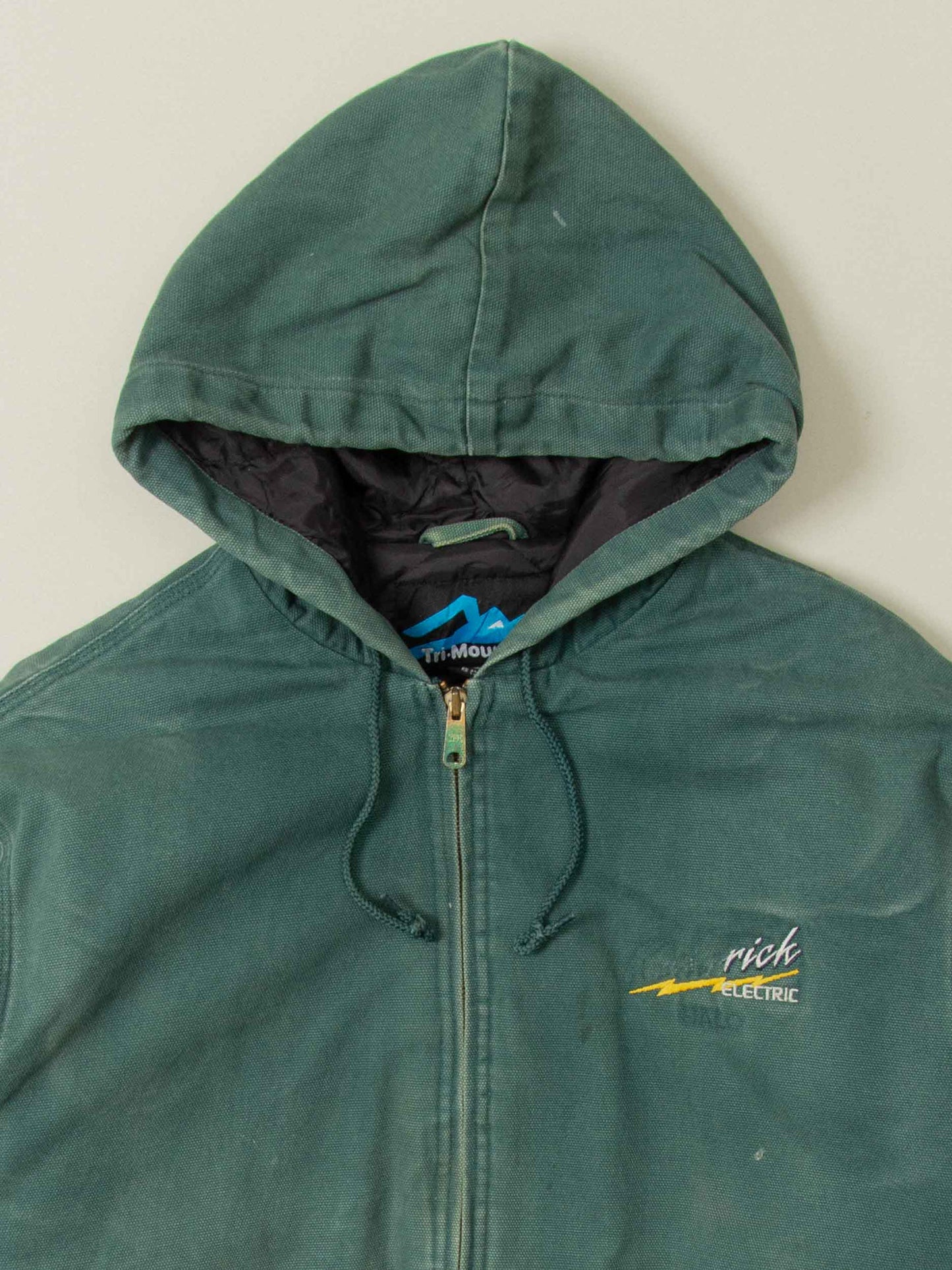 Vtg 1990s Green Hooded Canvas Work Jacket (L)