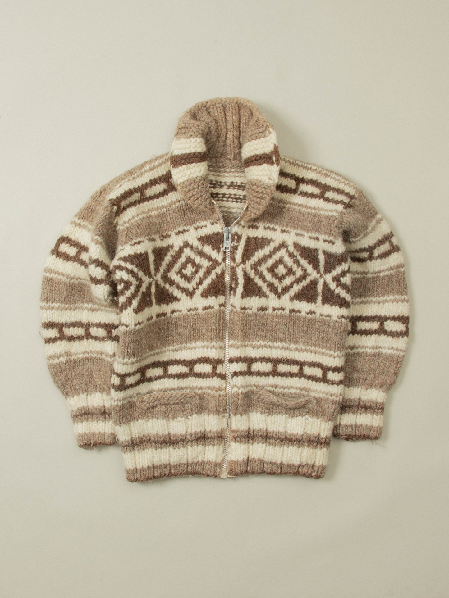 Vtg 1960s Cowichan Wool Sweater (XS)
