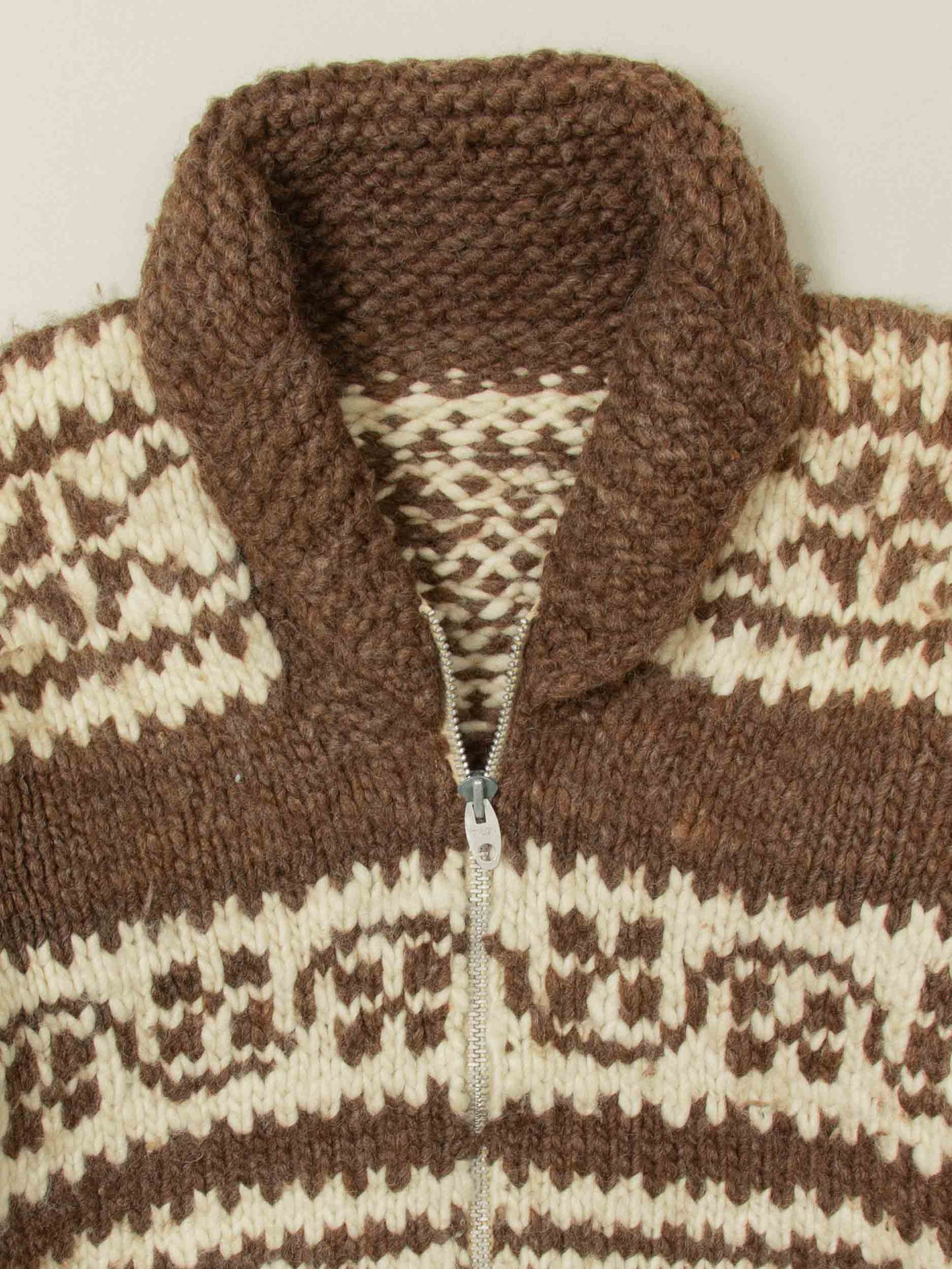 Vtg 1960s Wool Knit Cowichan Sweater (M)