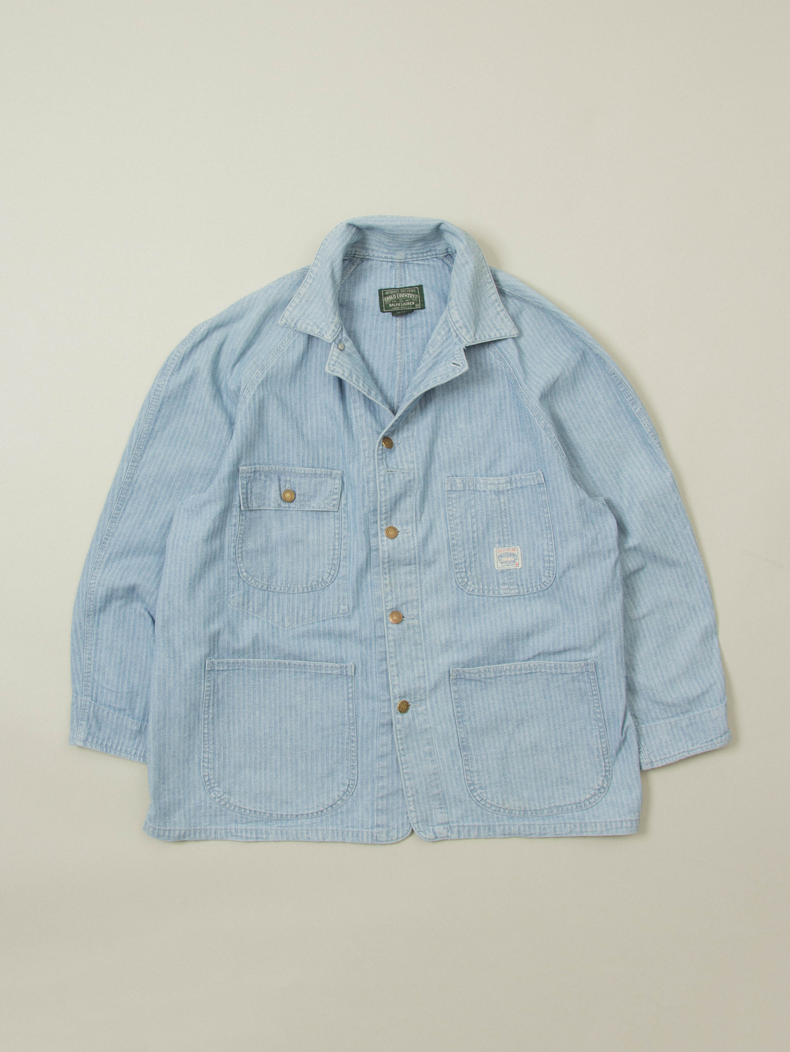 90s ポロバイラルフローレン Chore Coat Blue Stripe 90s ポロバイラルフローレン Chore Coat Blue Stripe - メルカリ