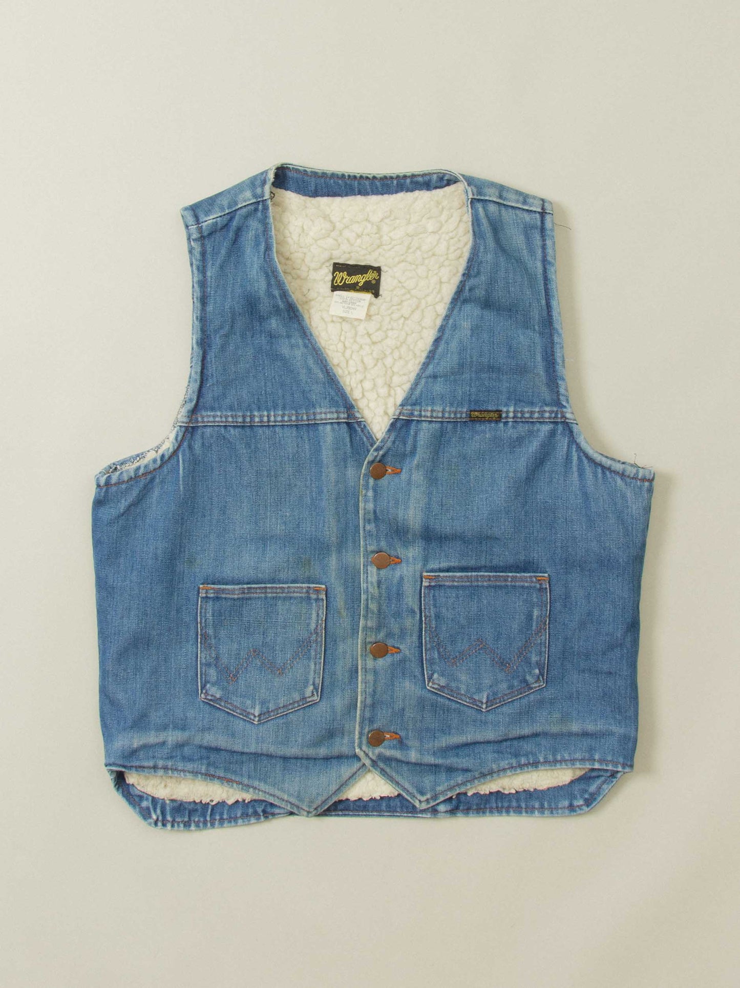 Vtg 1980s Wrangler Denim Vest – Made in USA (M/L)