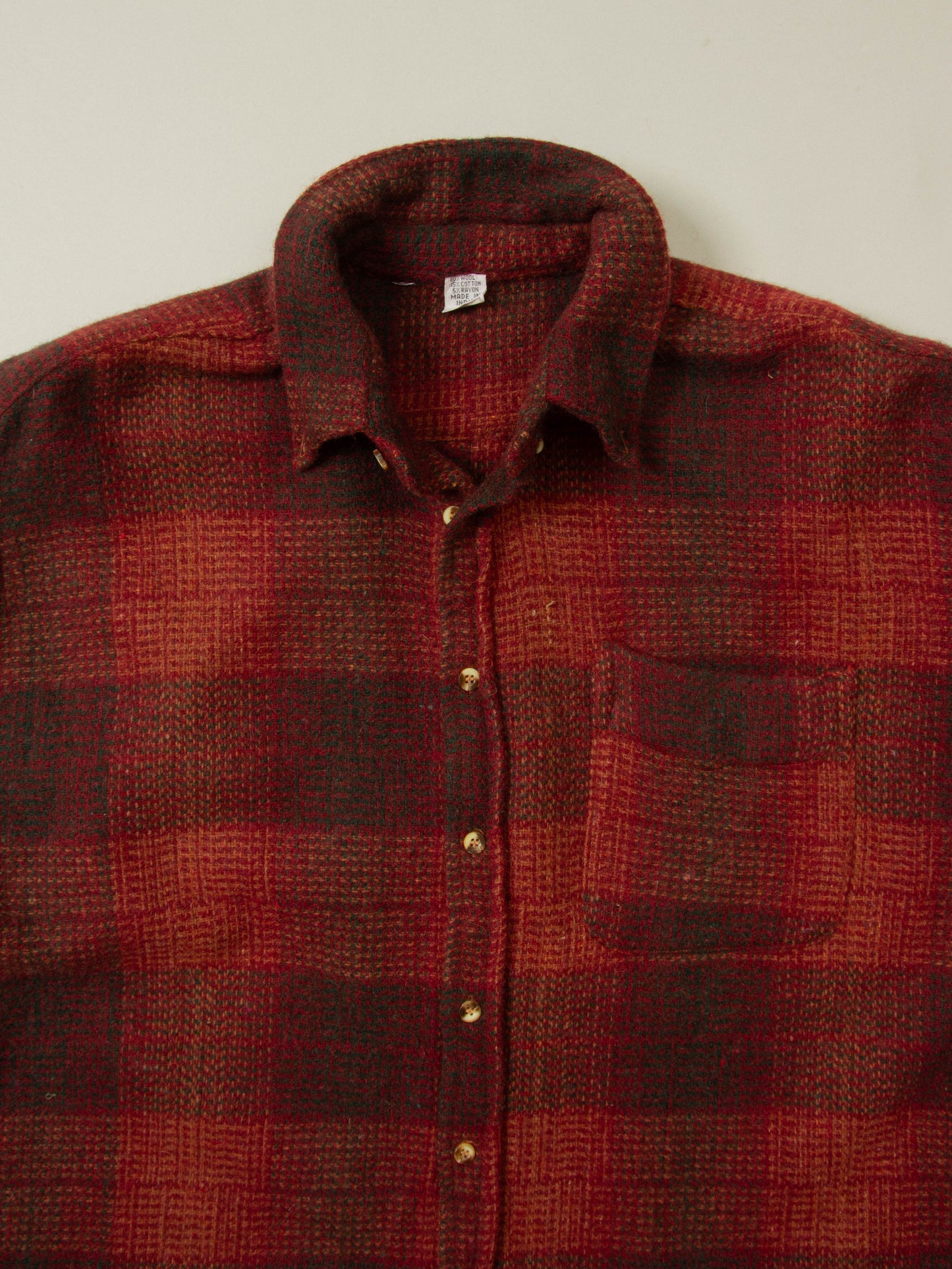 Vtg Checkered Wool Shirt (M)
