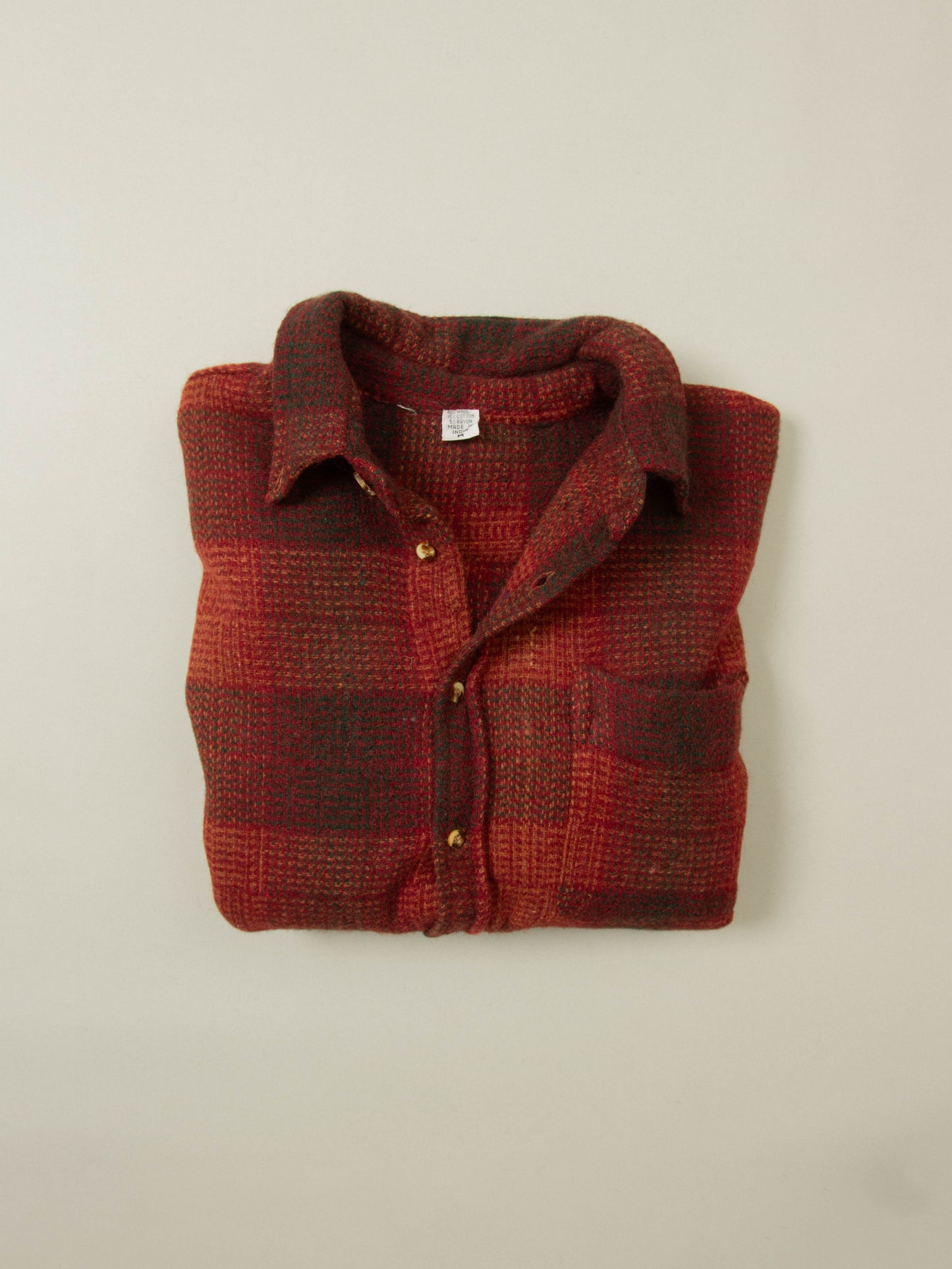 Vtg Checkered Wool Shirt (M)