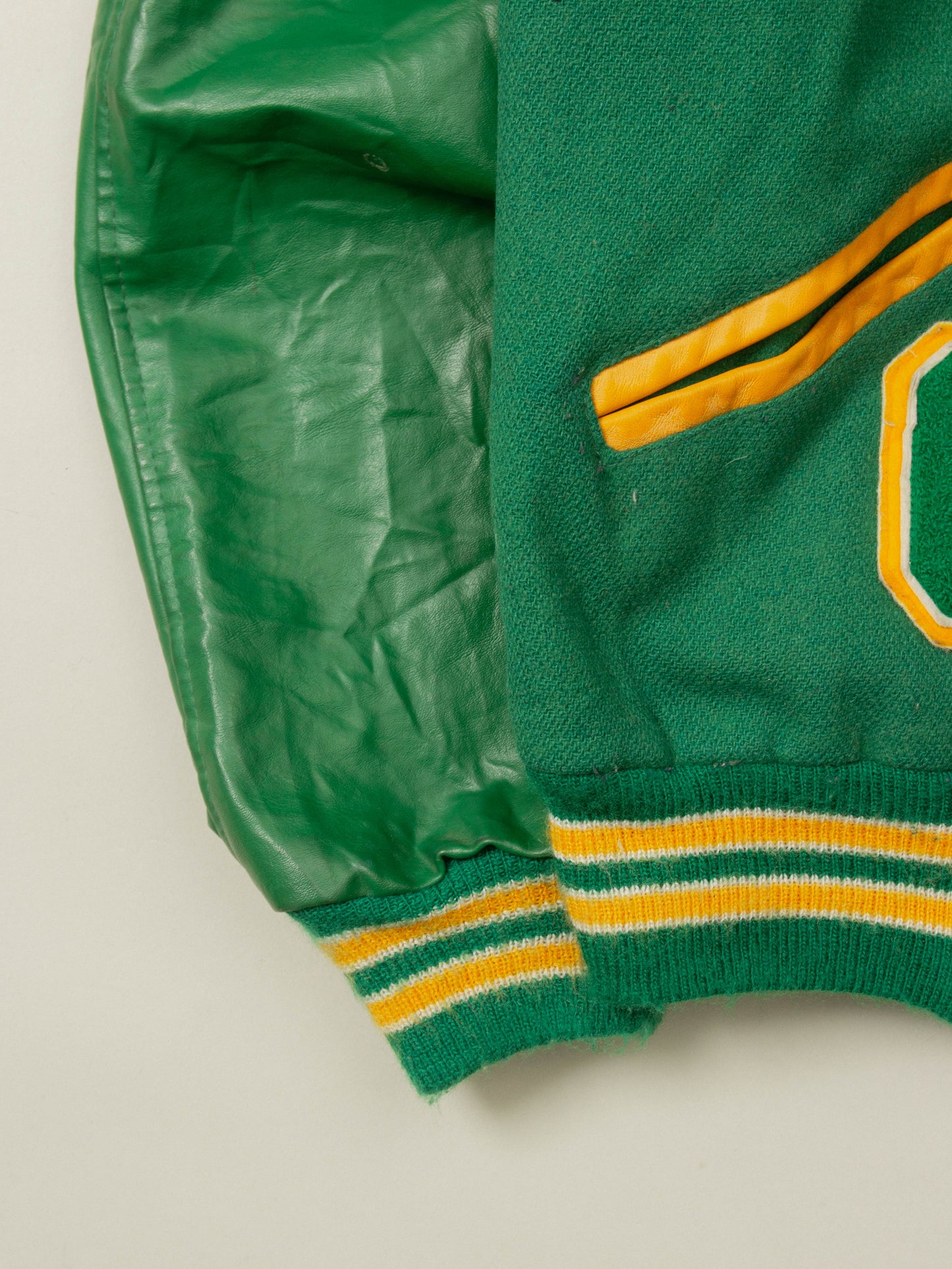 Vtg Green Wool Varsity Jacket - Made in USA (XXL)